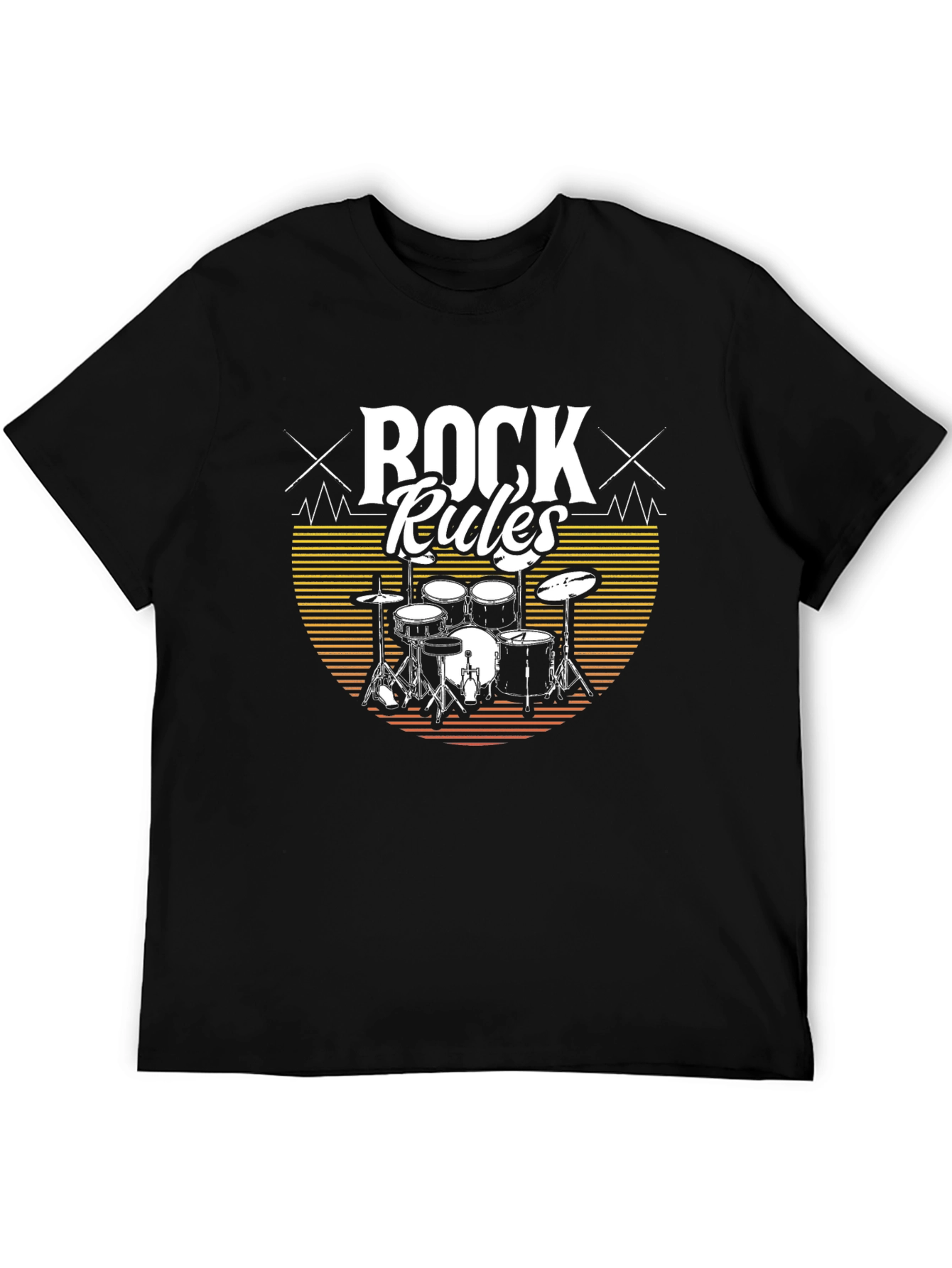 Rock Rules Drum Set T-Shirt - Music Lovers Tee