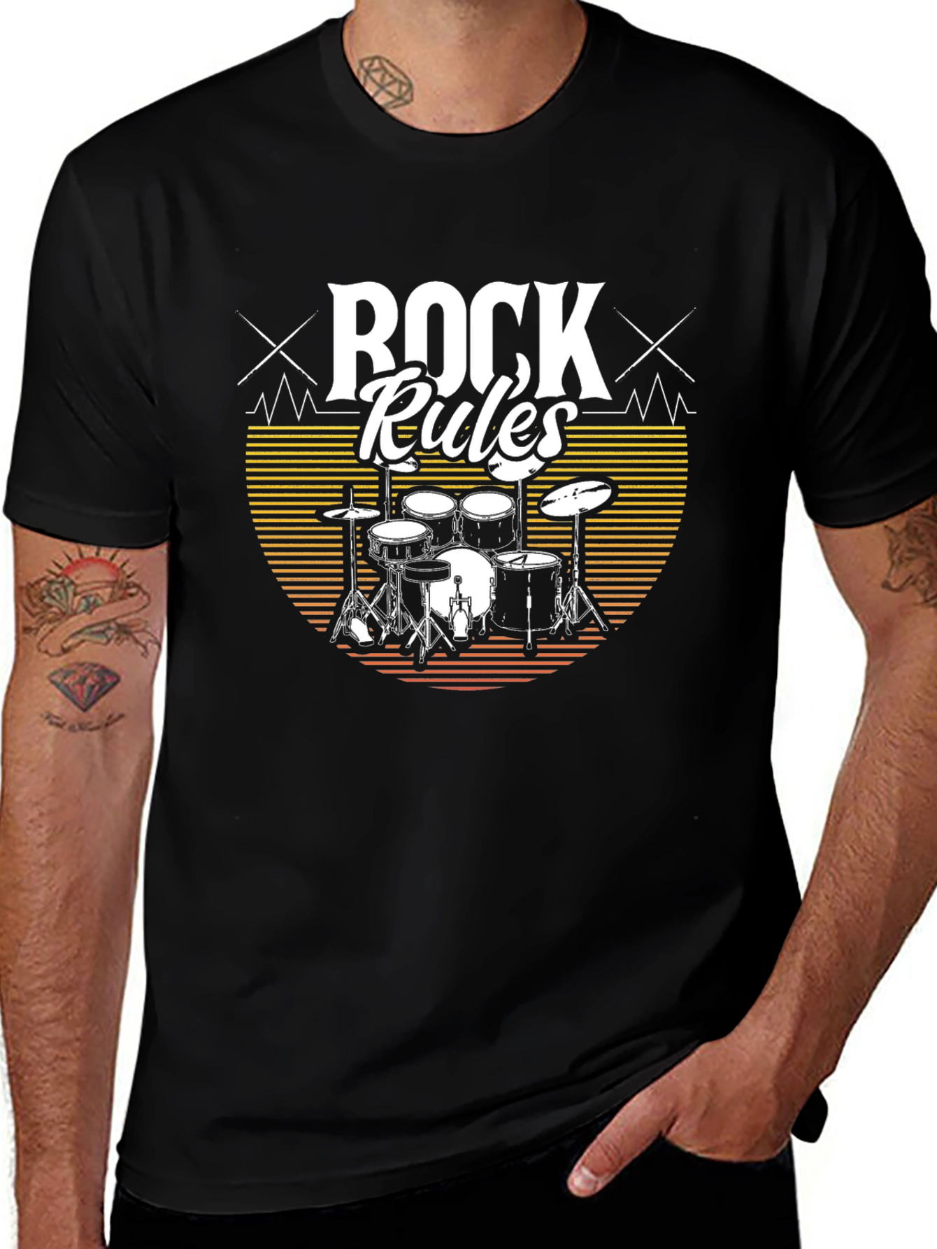 Rock Rules Drum Set T-Shirt - Music Lovers Tee