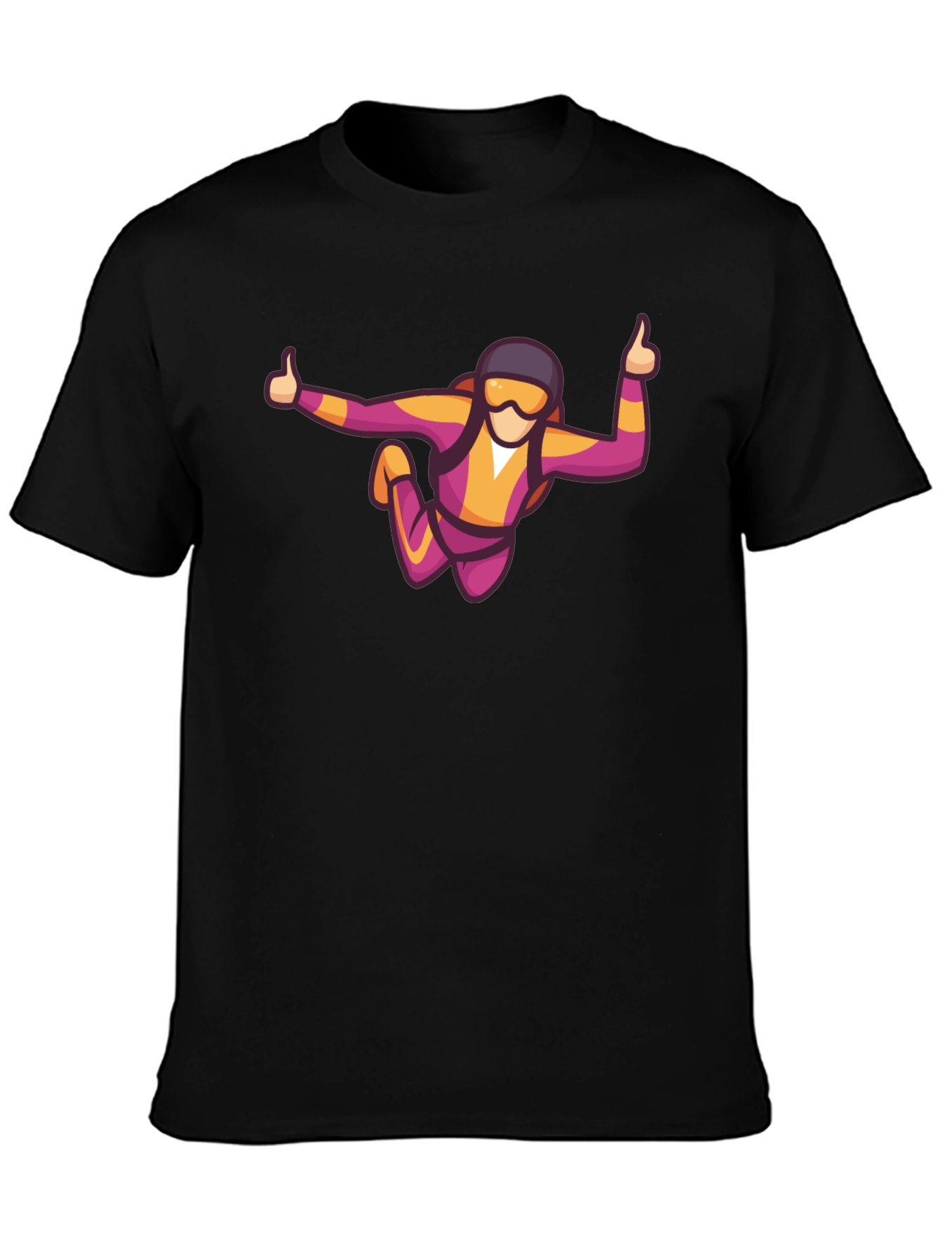 Skydiving Graphic Tee - Black Casual T-Shirt