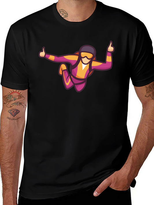 Skydiving Graphic Tee - Black Casual T-Shirt