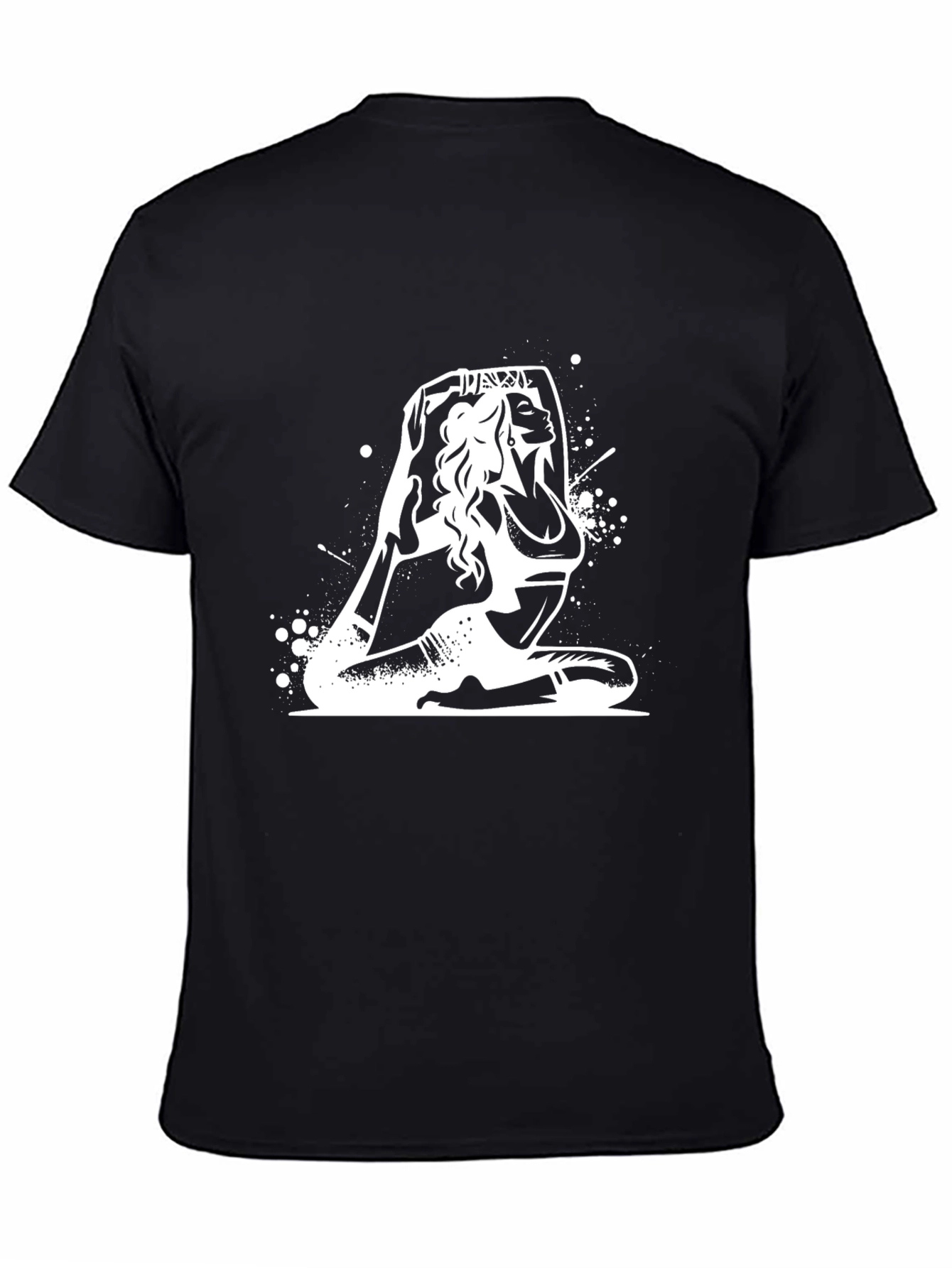 Yoga Pose Graphic T-Shirt - Black Cotton Blend
