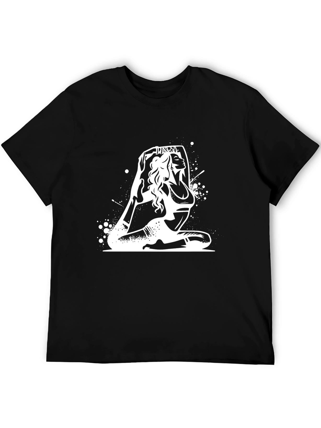 Yoga Pose Graphic T-Shirt - Black Cotton Blend