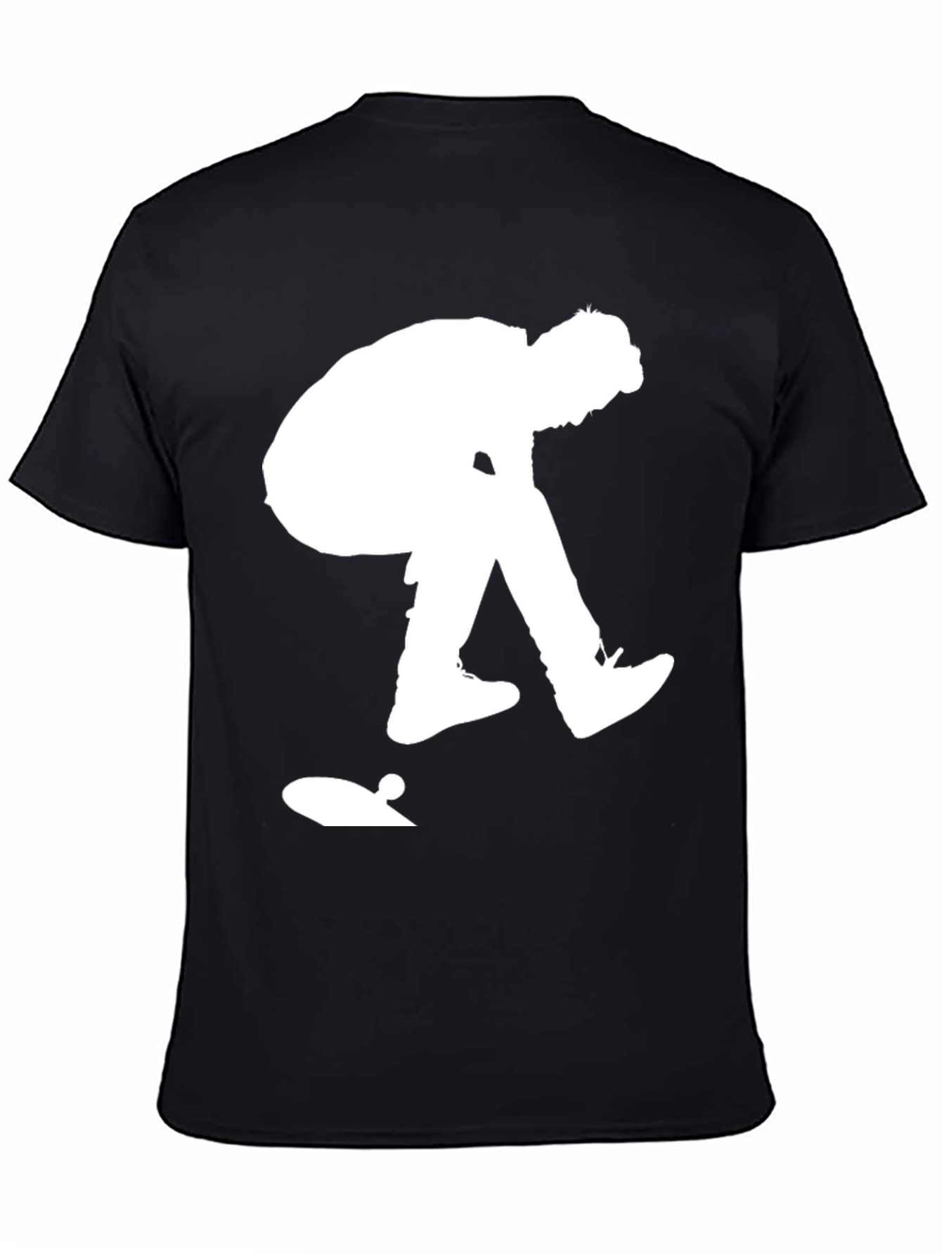 Skateboarder Graphic Tee - Black Cotton Casual Shirt