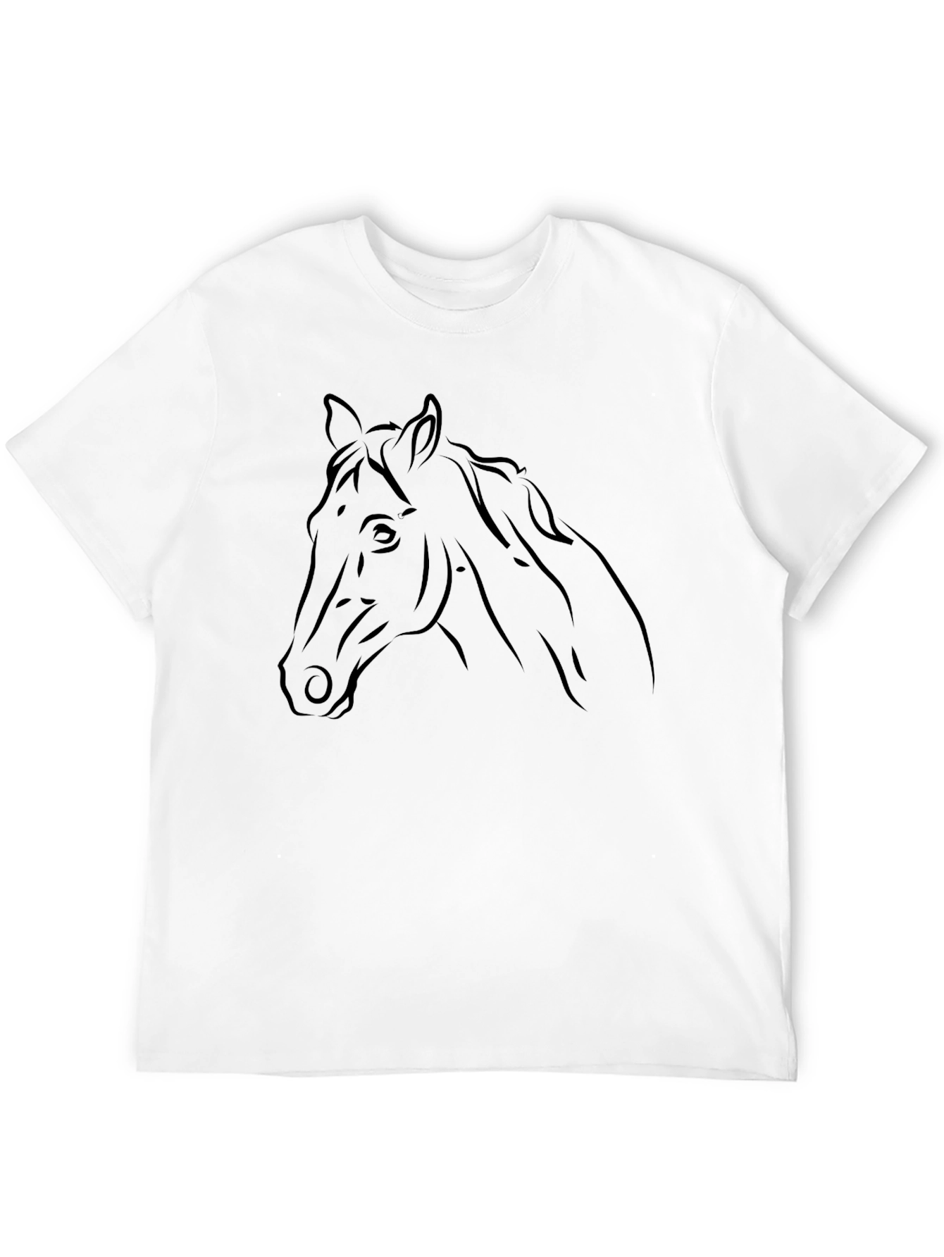 Black Horse Head Graphic T-Shirt