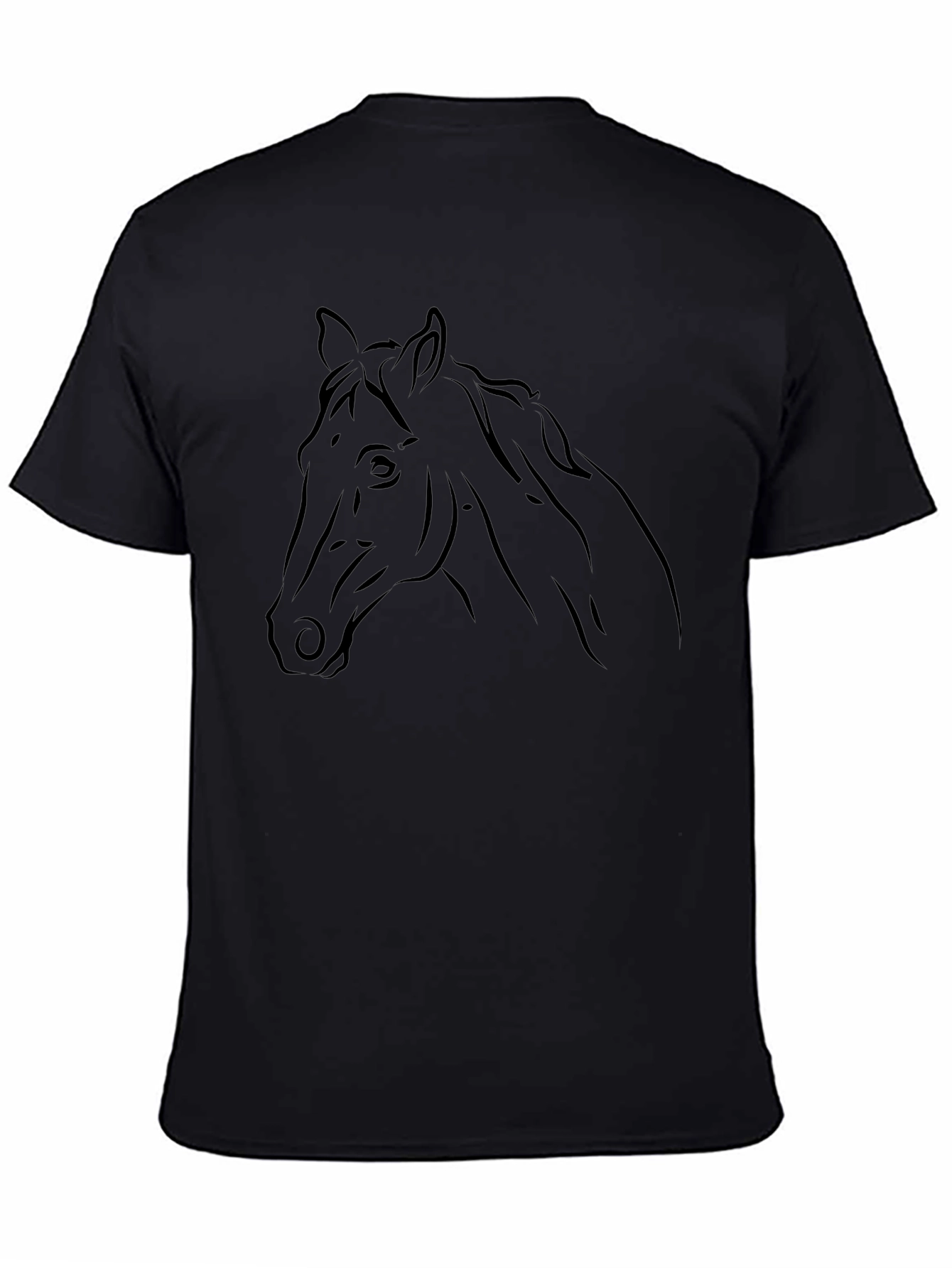 Black Horse Head Graphic T-Shirt