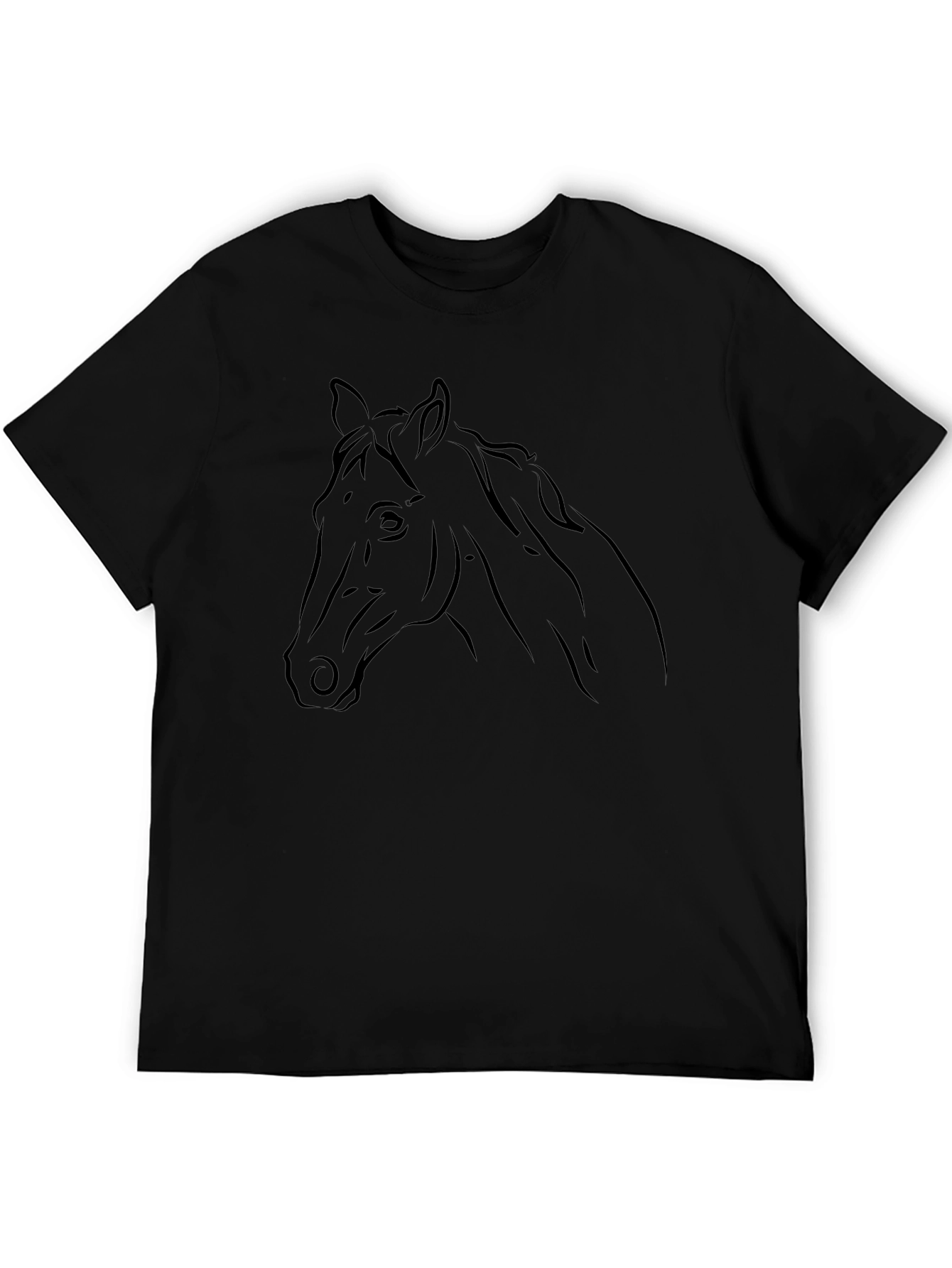 Black Horse Head Graphic T-Shirt