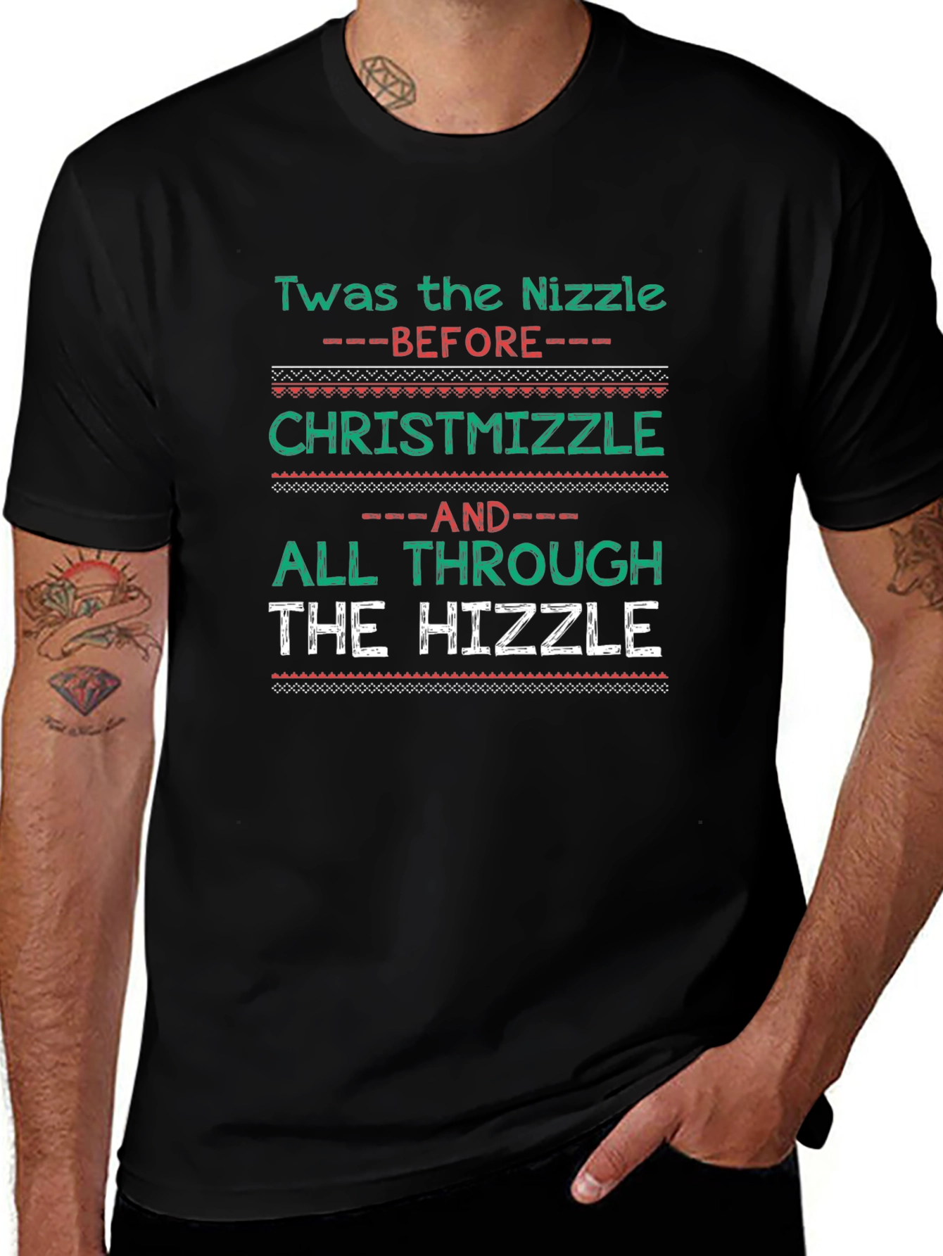 Twas the Nizzle Chrismizzle Mens Graphic Tee