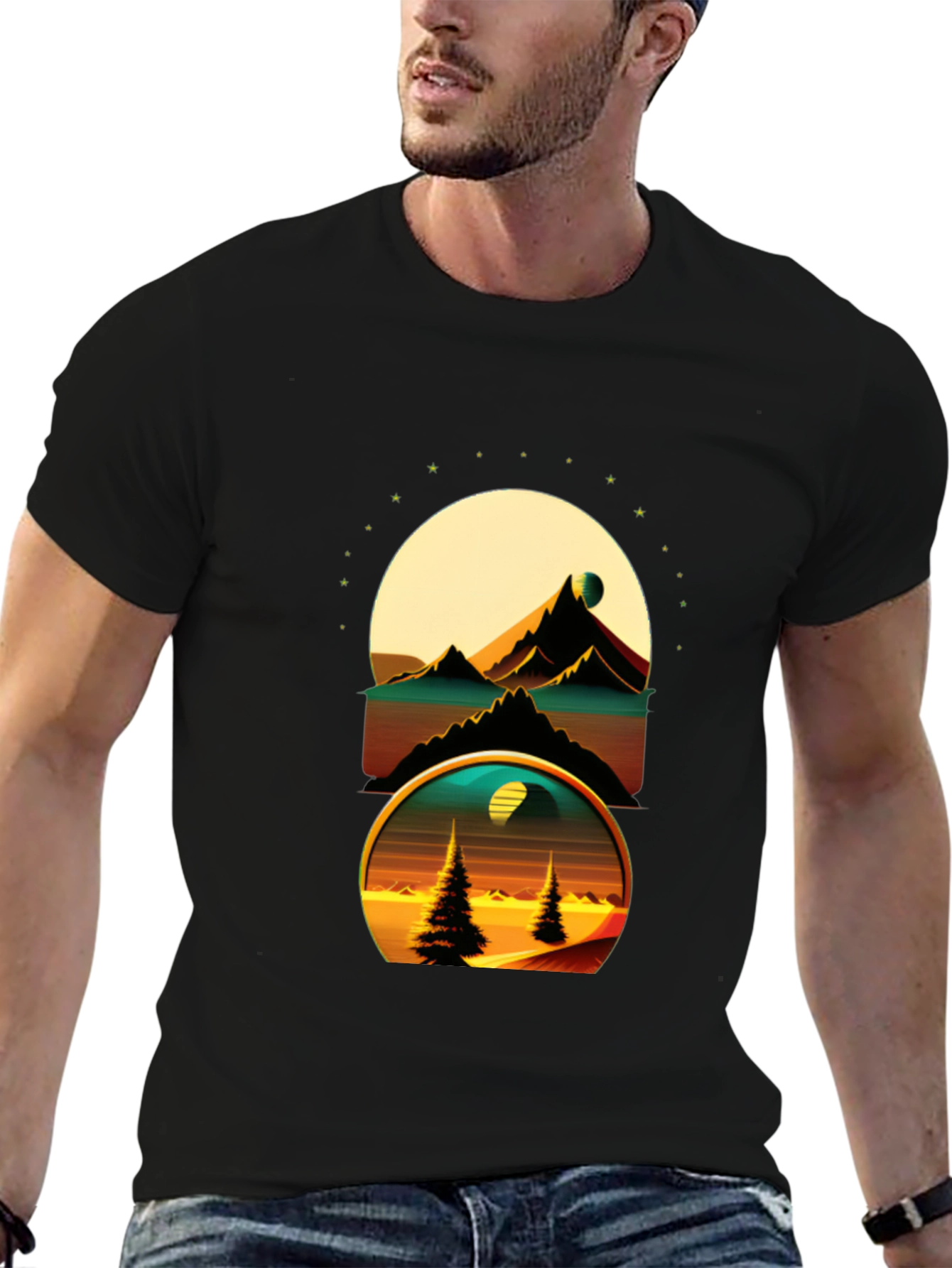 Retro Landscape Graphic T-Shirt - Soft Cotton Tee