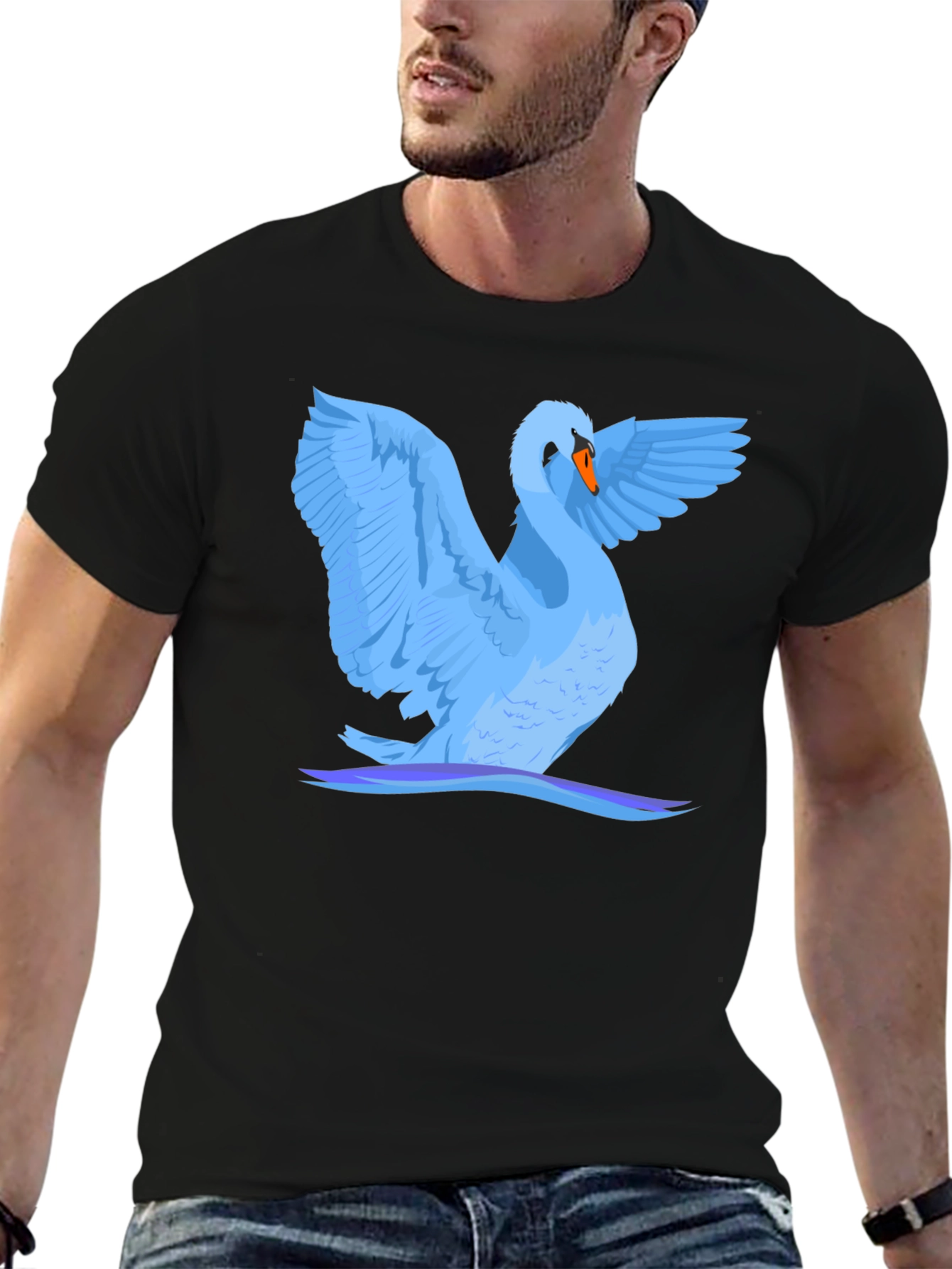 Swan Graphic Black T-Shirt