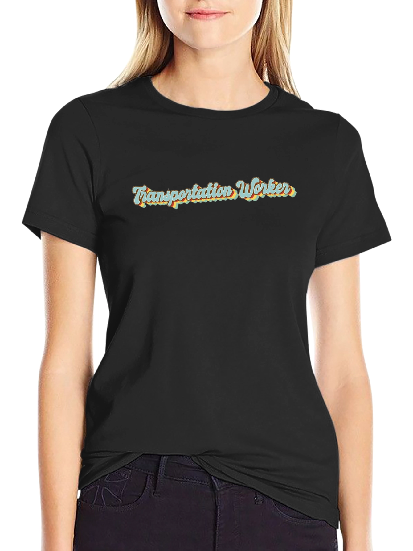Transportation Worker Retro Style Black T-Shirt