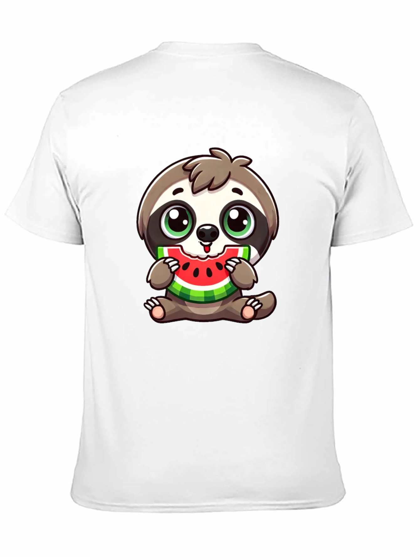 Sloth Eating Watermelon Black T-Shirt