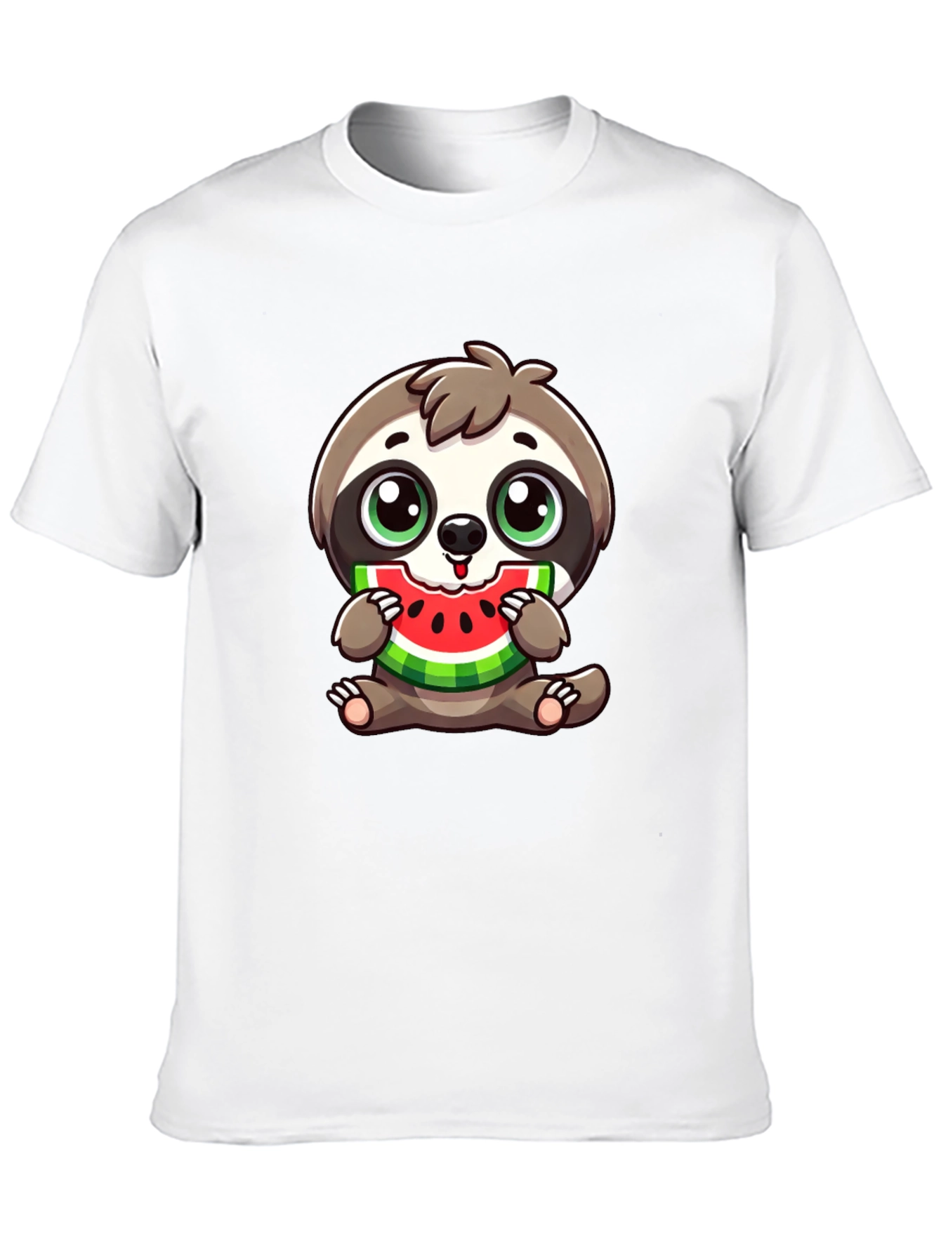 Sloth Eating Watermelon Black T-Shirt