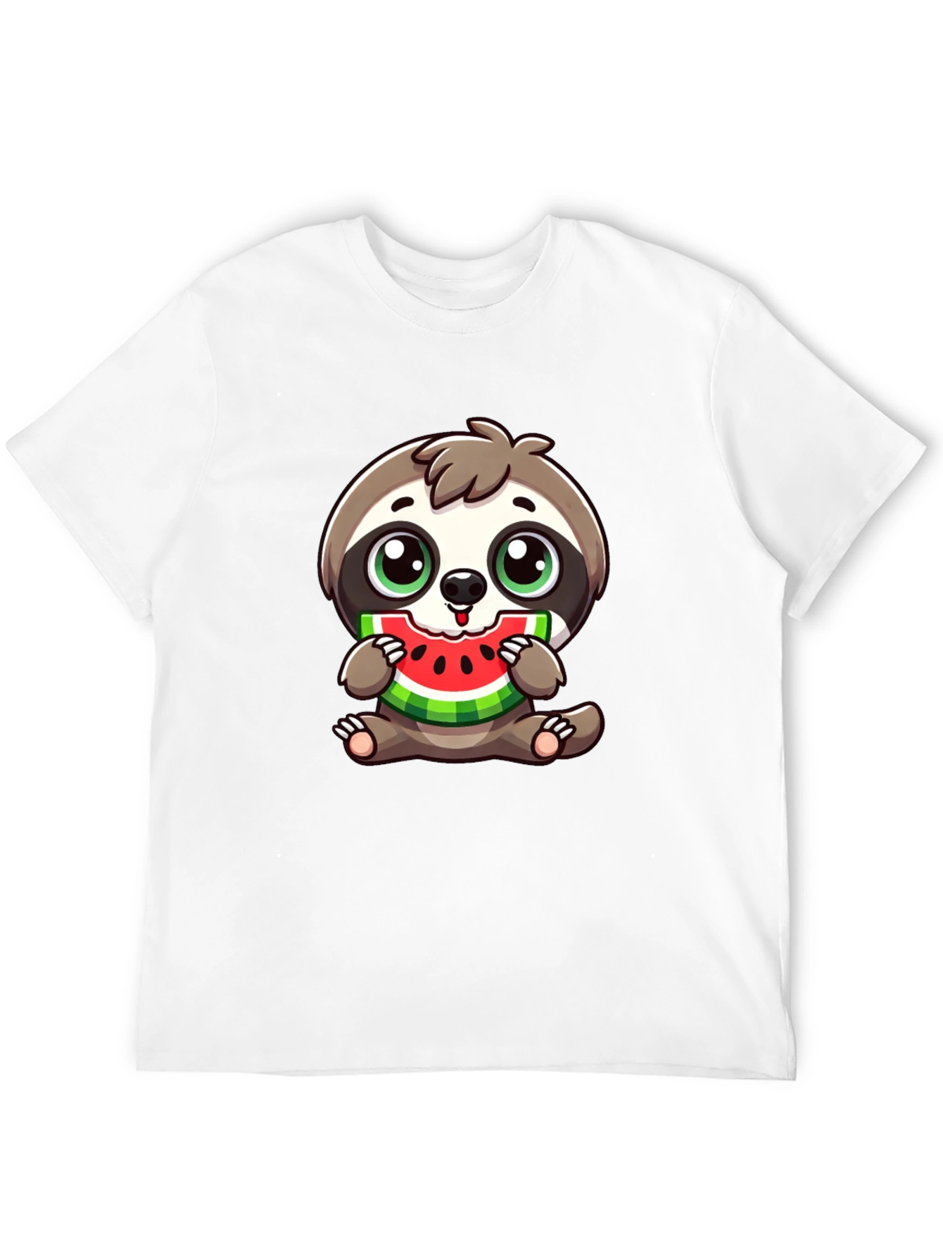 Sloth Eating Watermelon Black T-Shirt