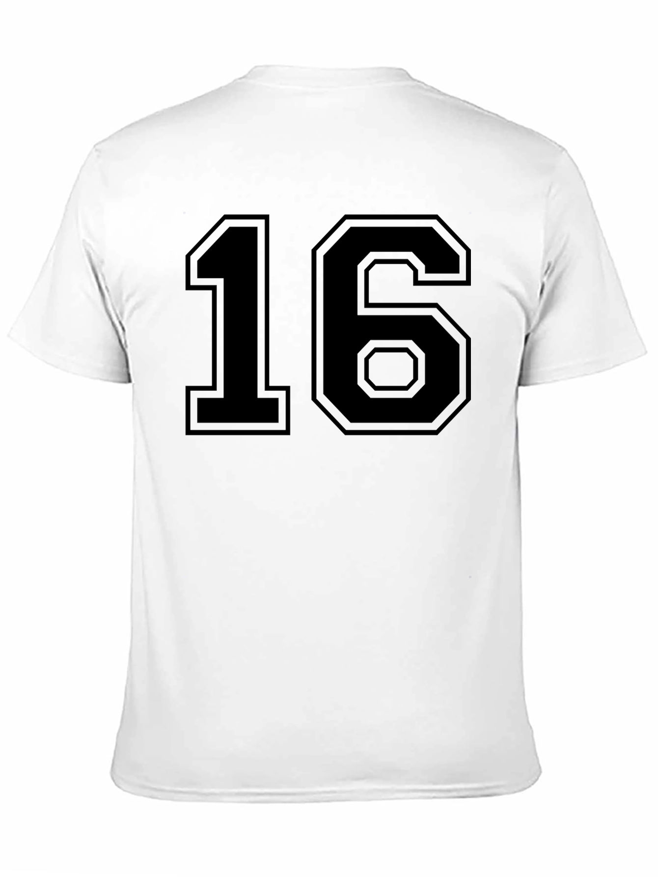 Black T-Shirt with Bold Number 16