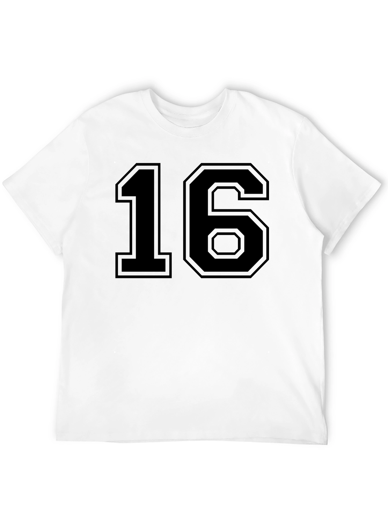 Black T-Shirt with Bold Number 16