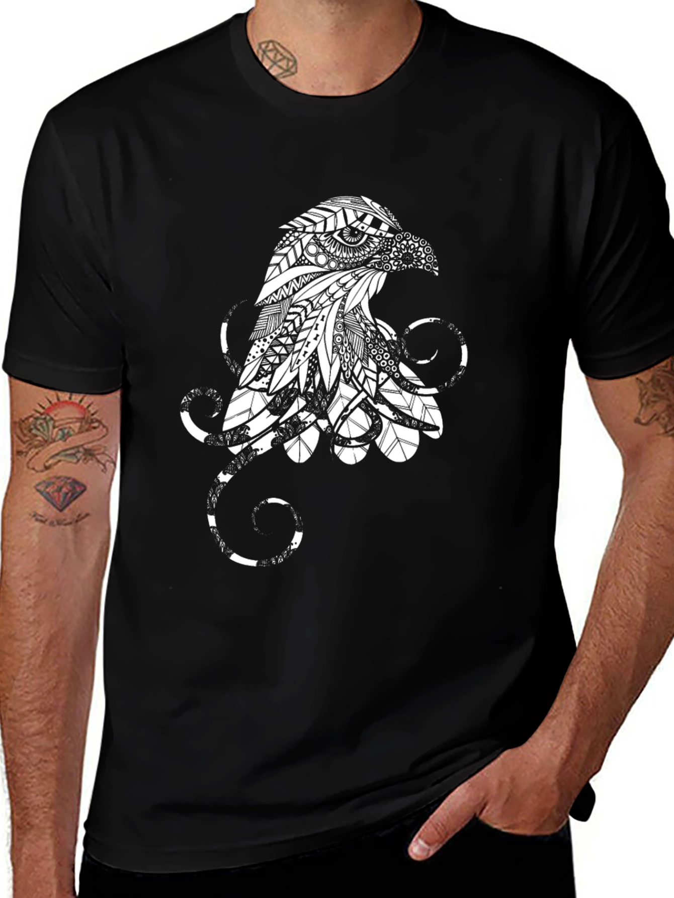 Abstract Eagle Graphic Black T-Shirt