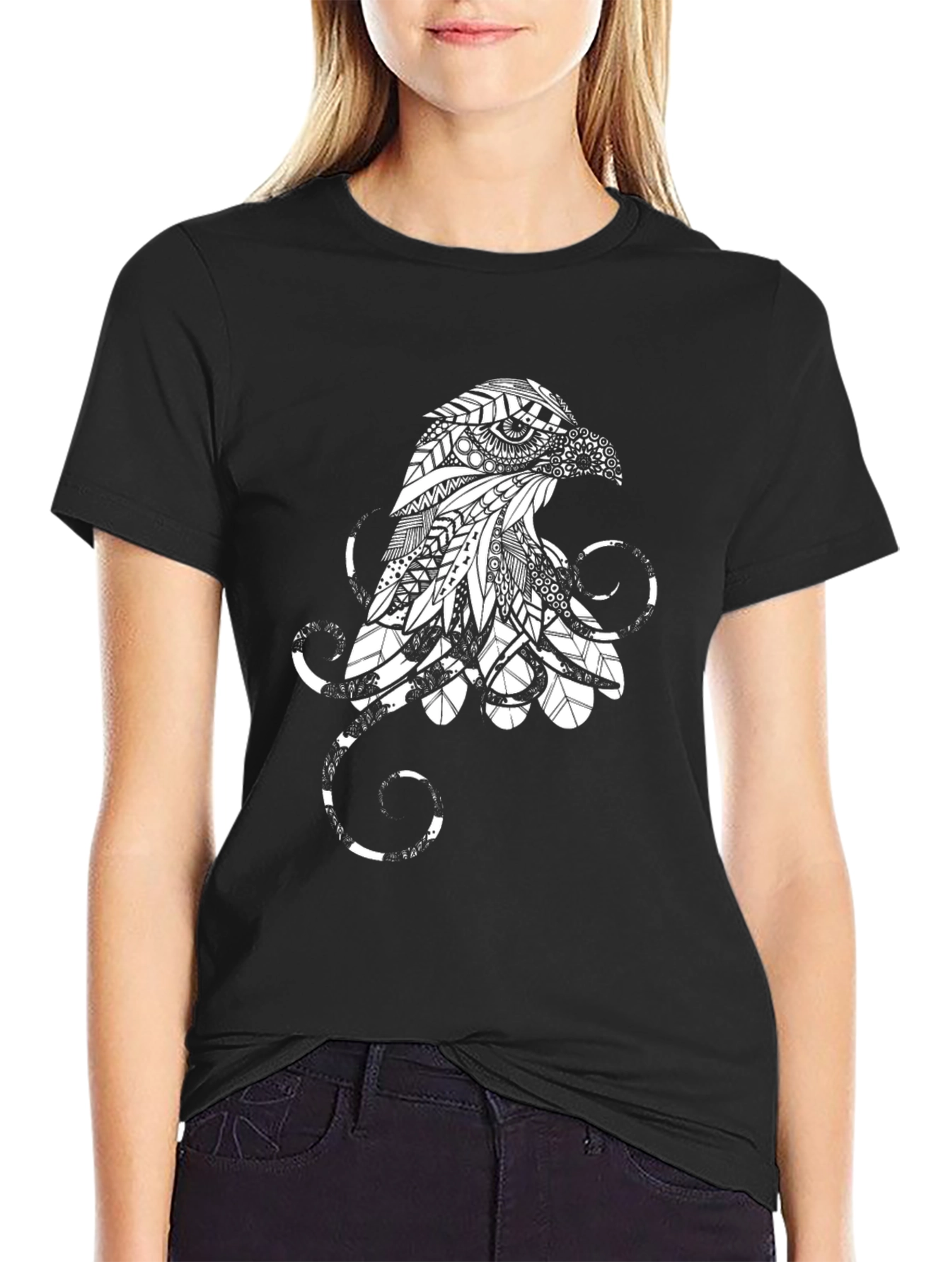 Abstract Eagle Graphic Black T-Shirt