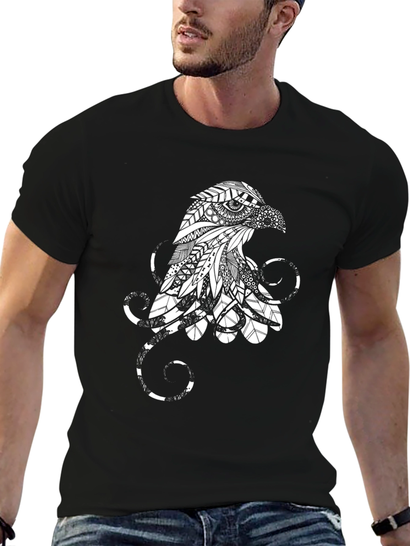 Abstract Eagle Graphic Black T-Shirt