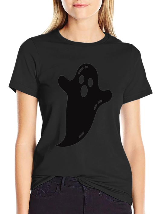 Spooky Ghost Graphic Tee - Halloween Black T-Shirt