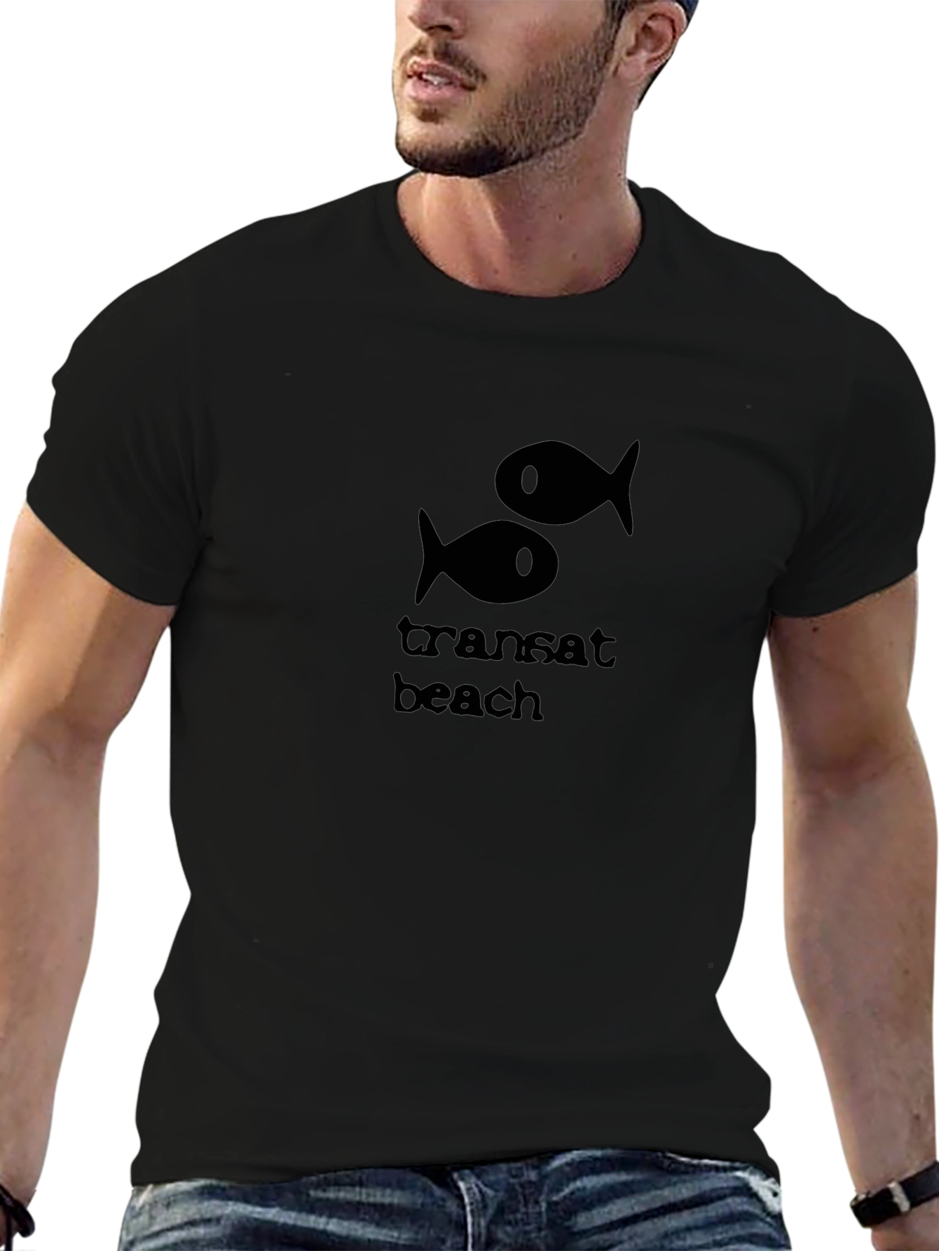 Transat Beach Graphic Tee - Black Cotton Comfort