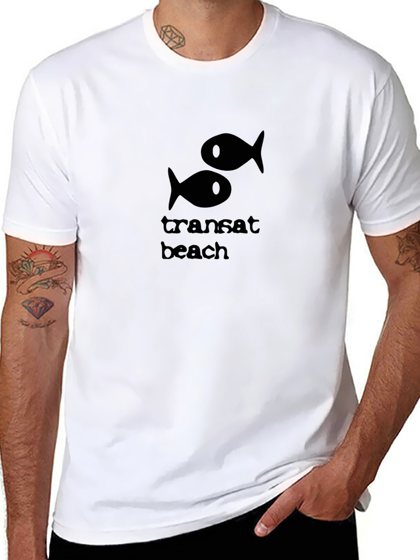 Transat Beach Graphic Tee - Black Cotton Comfort