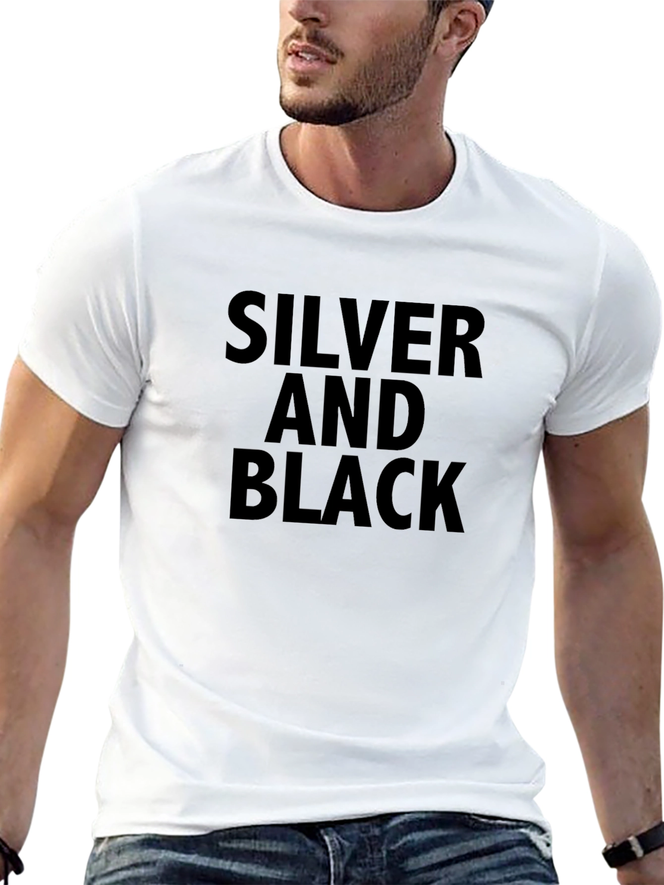 Silver and Black Graphic Tee