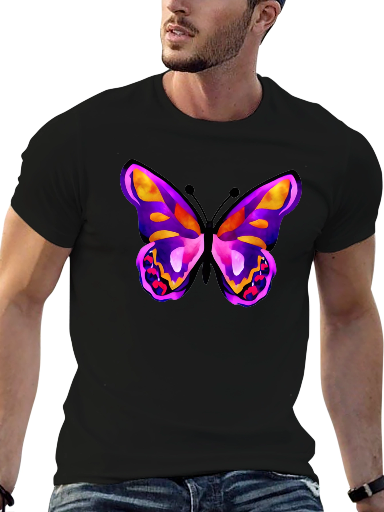 Butterfly Graphic Black T-Shirt