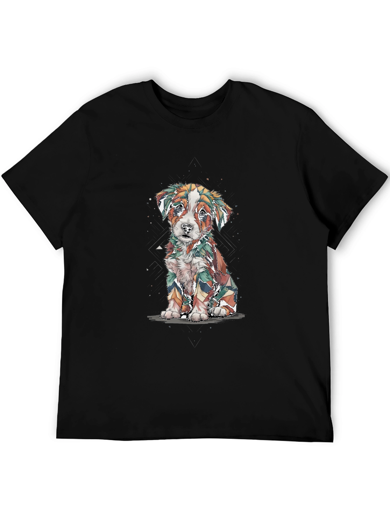 Abstract Puppy Graphic Tee - Stylish Black Shirt