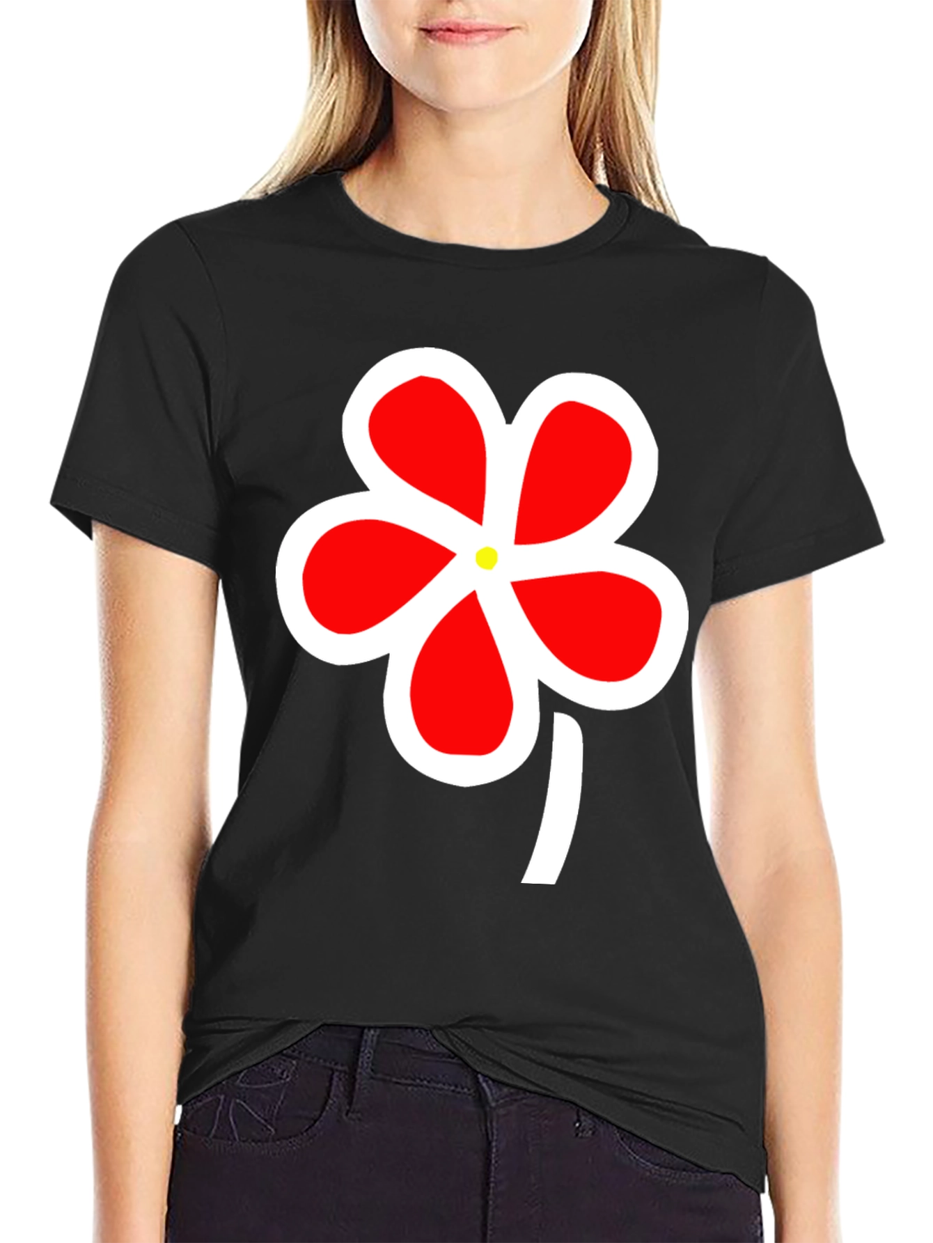 Bold Floral Graphic Tee - Black