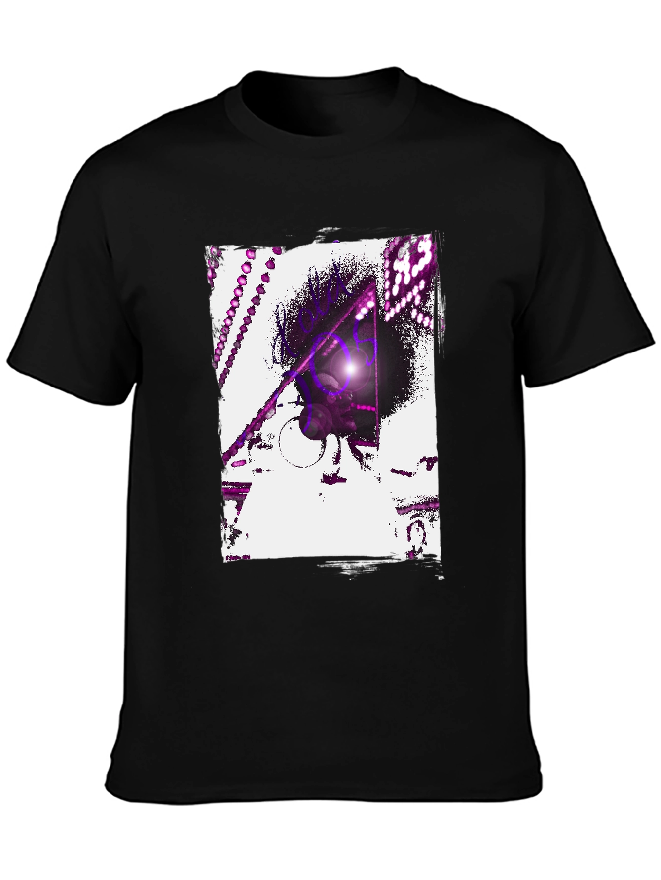 Abstract Purple Graphic Black T-Shirt
