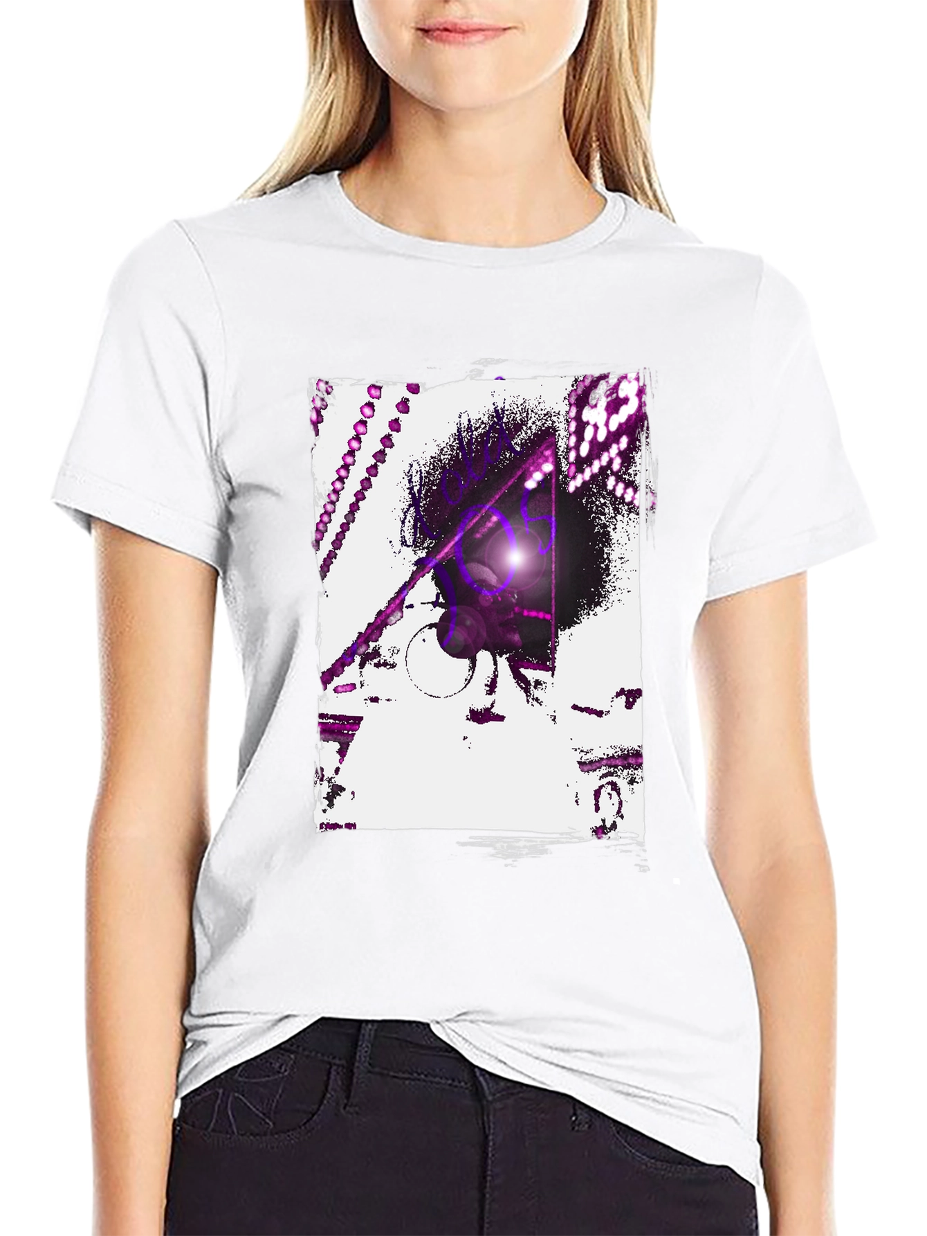 Abstract Purple Graphic Black T-Shirt