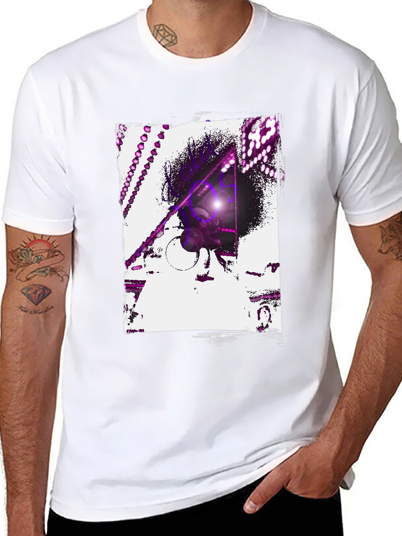 Abstract Purple Graphic Black T-Shirt