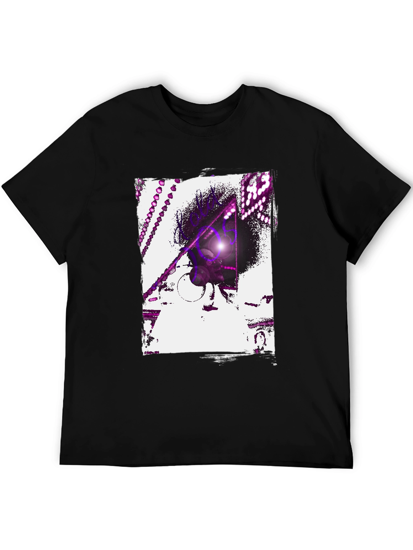 Abstract Purple Graphic Black T-Shirt