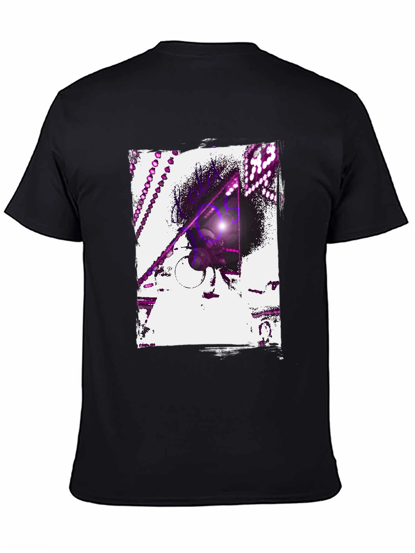 Abstract Purple Graphic Black T-Shirt