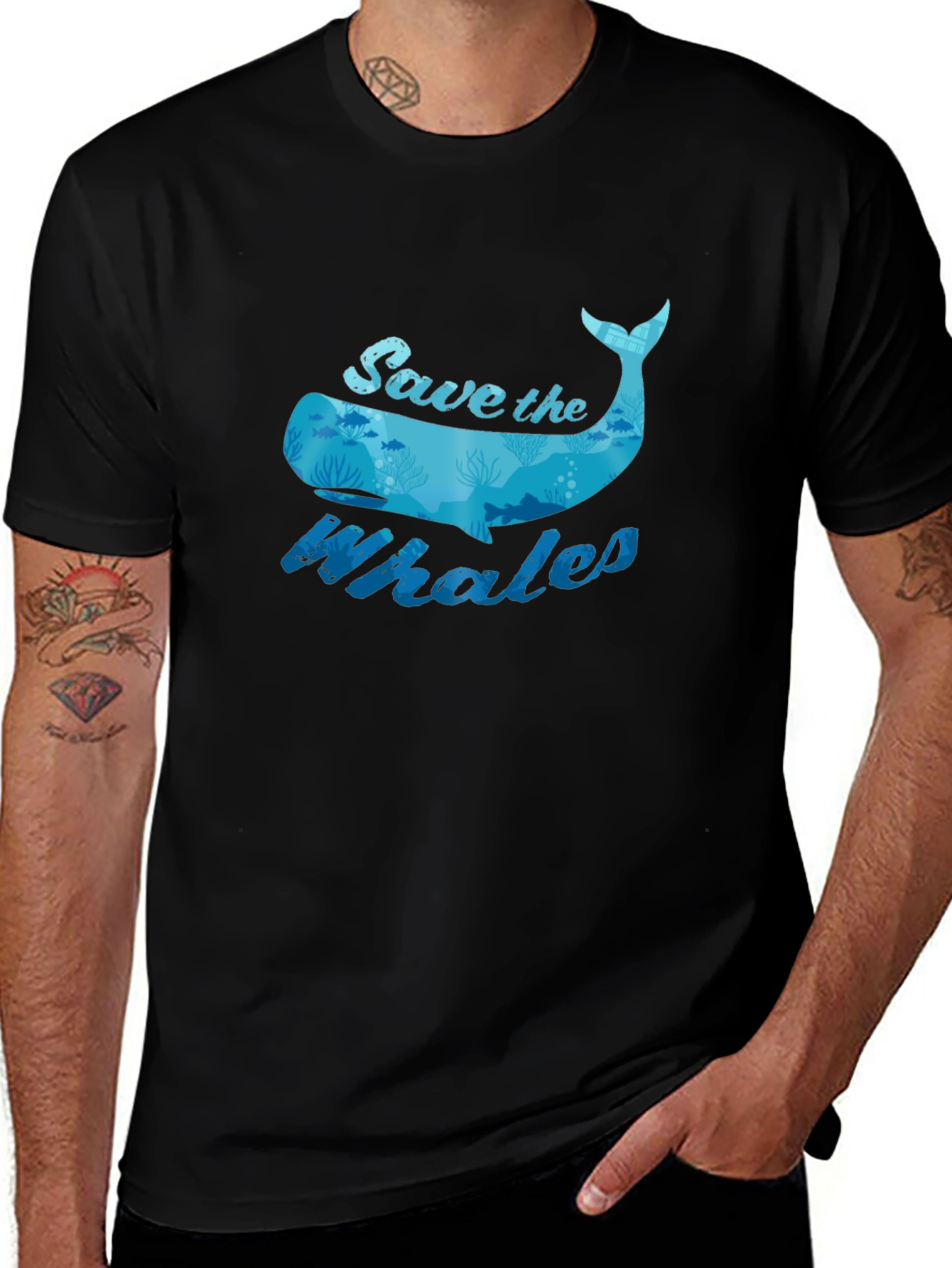 Save the Whales Graphic Tee - Black