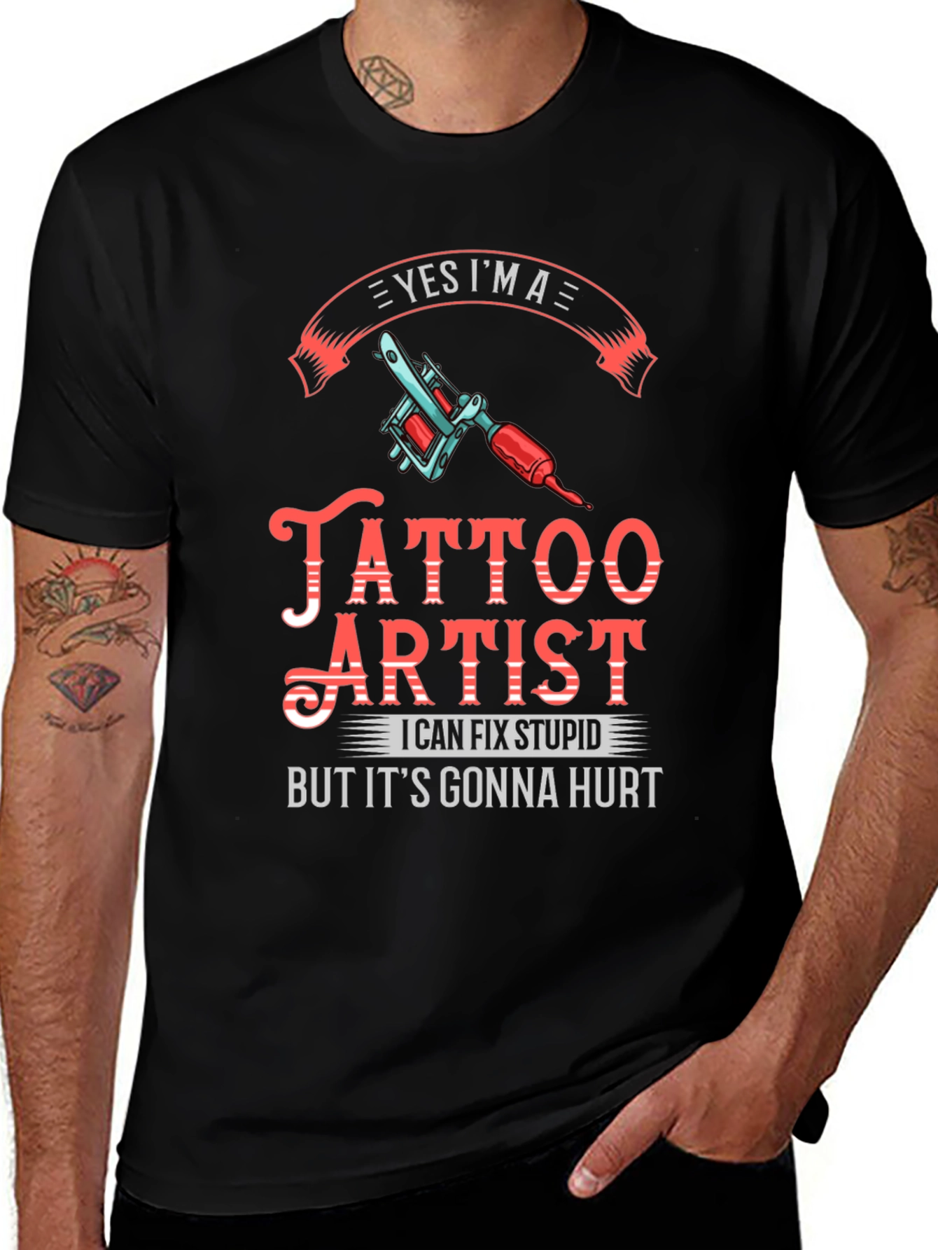 Tattoo Artist Graphic Print Black T-Shirt