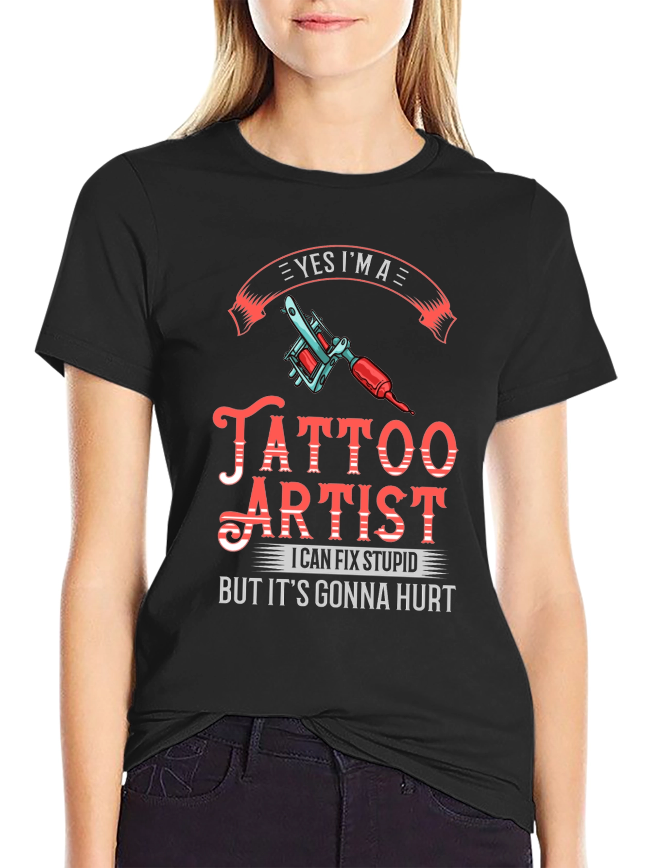 Tattoo Artist Graphic Print Black T-Shirt