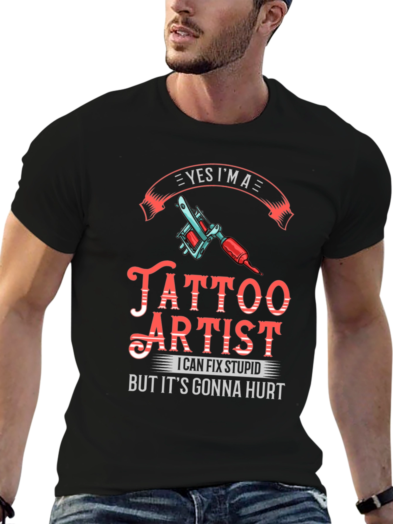 Tattoo Artist Graphic Print Black T-Shirt