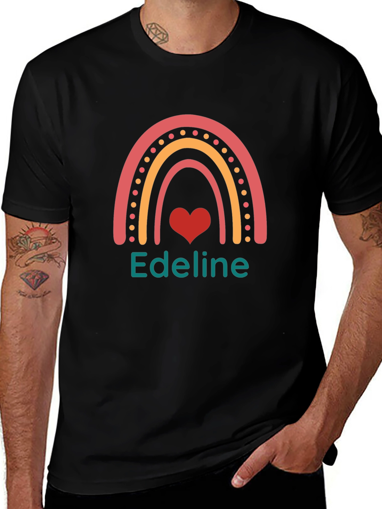 Rainbow Heart Edeline Personalized T-Shirt