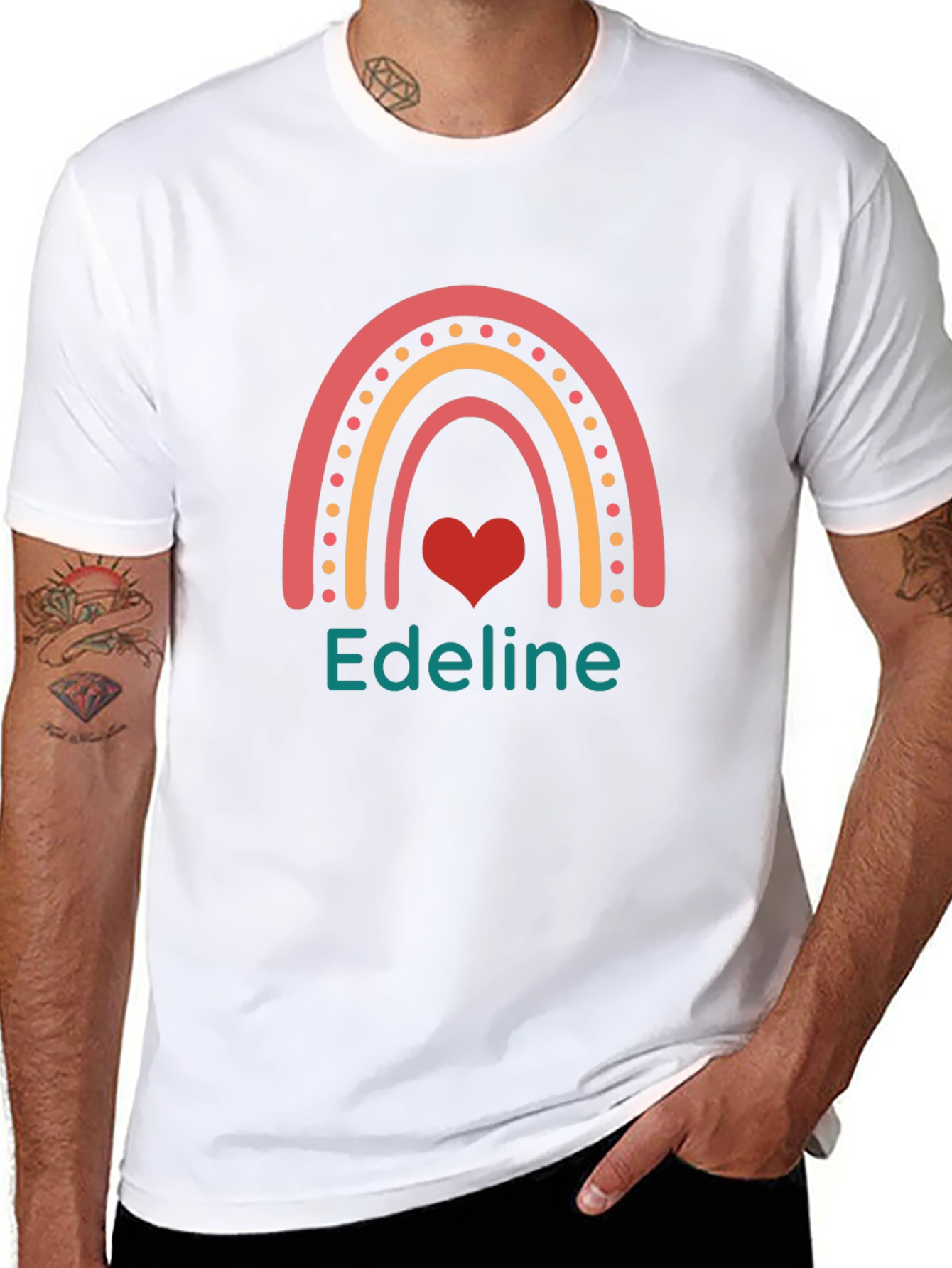 Rainbow Heart Edeline Personalized T-Shirt