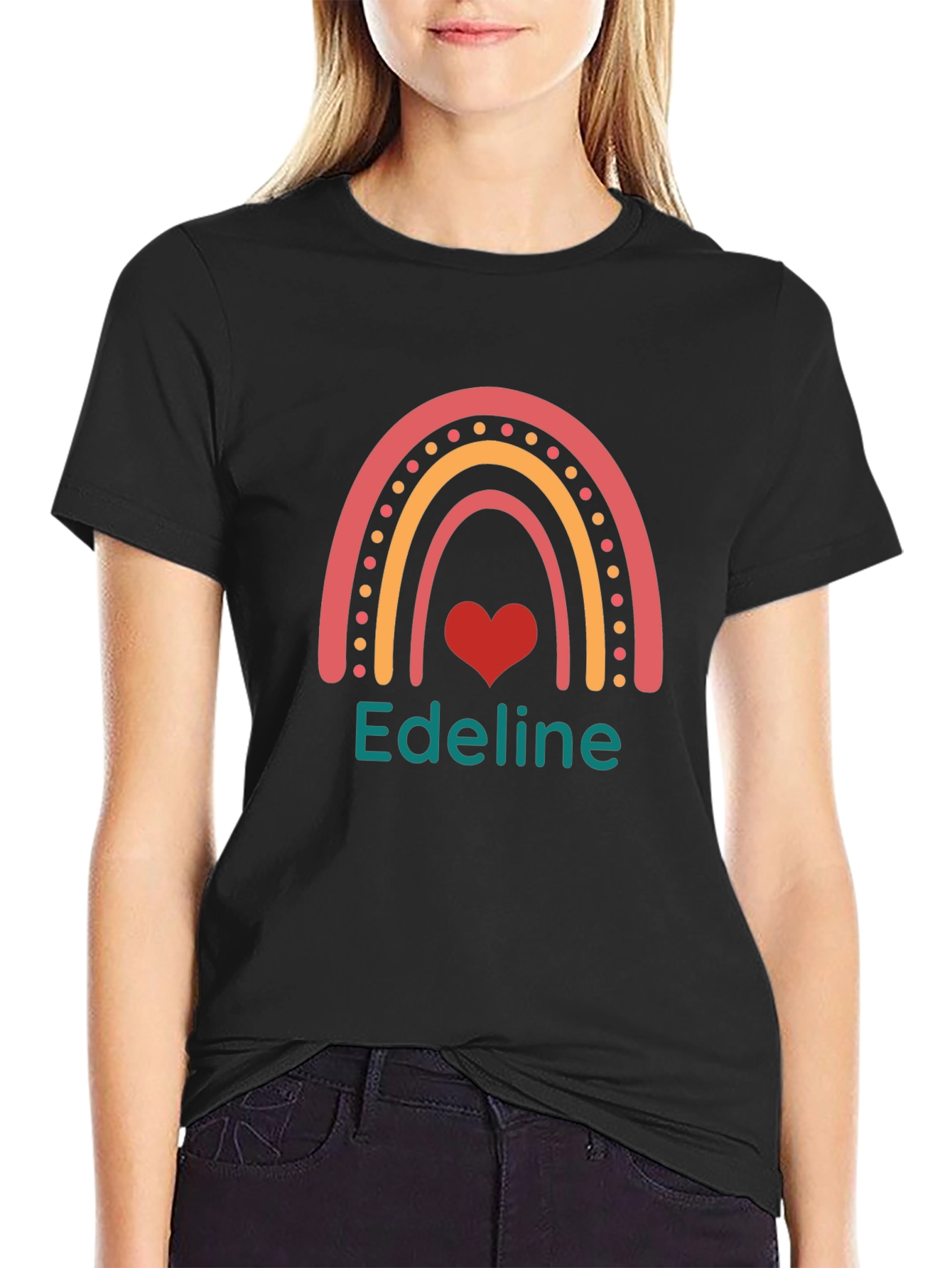 Rainbow Heart Edeline Personalized T-Shirt