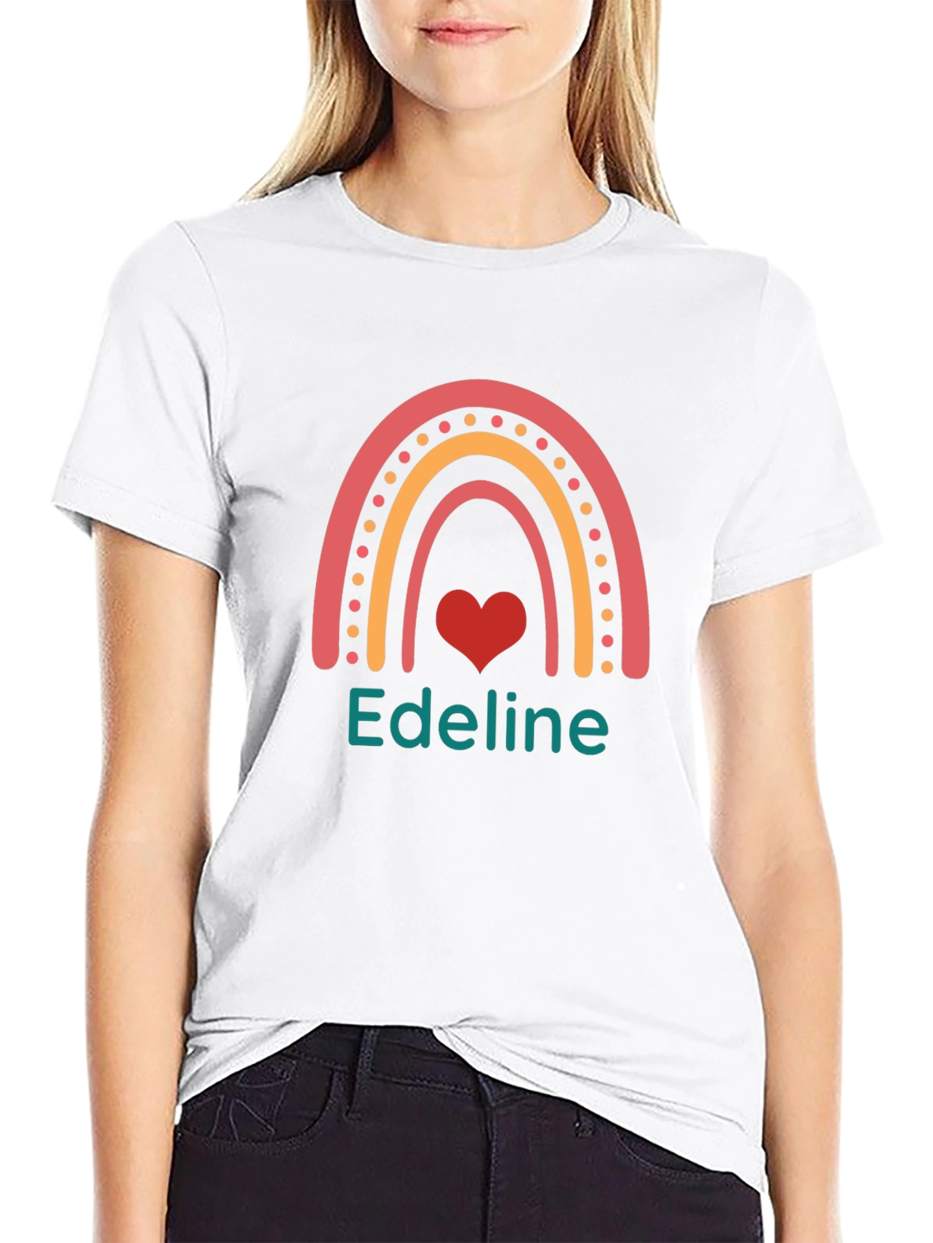 Rainbow Heart Edeline Personalized T-Shirt
