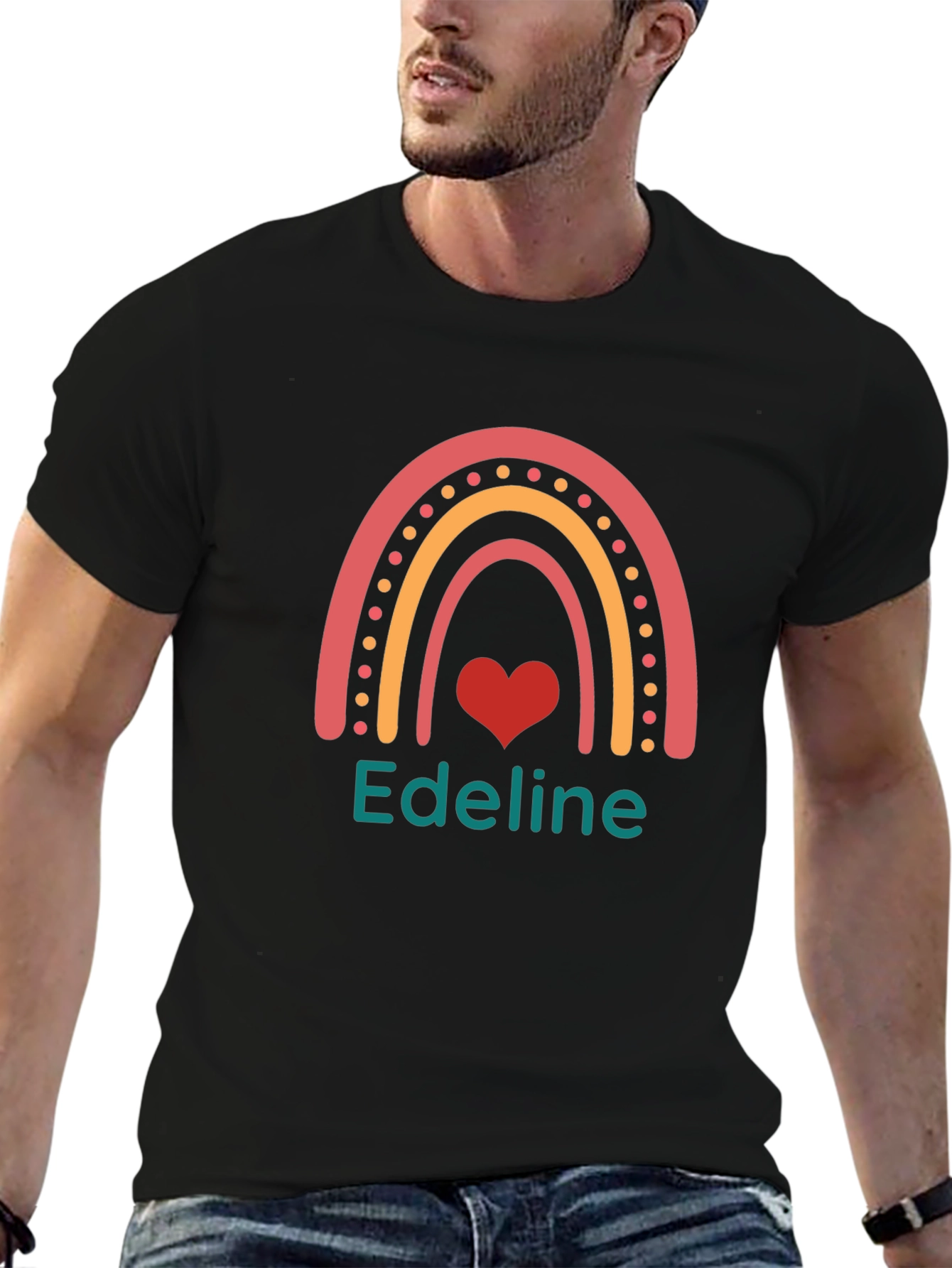 Rainbow Heart Edeline Personalized T-Shirt