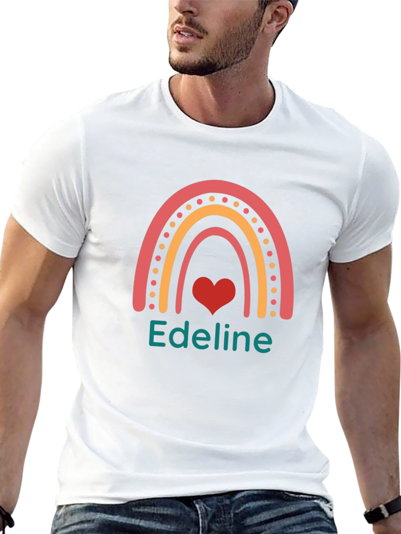 Rainbow Heart Edeline Personalized T-Shirt