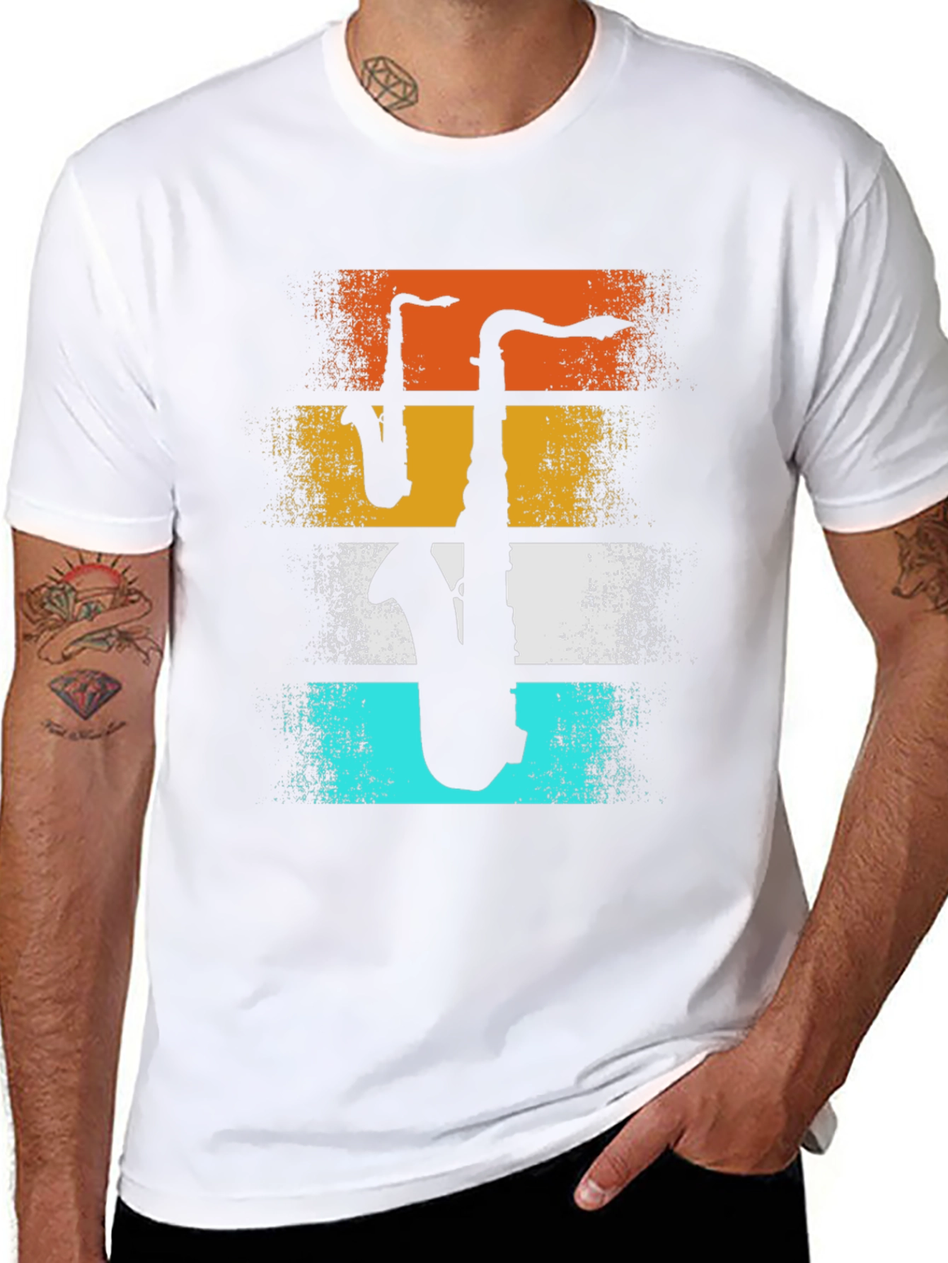 Retro Saxophone Graphic T-Shirt - Musical Instrument Tee