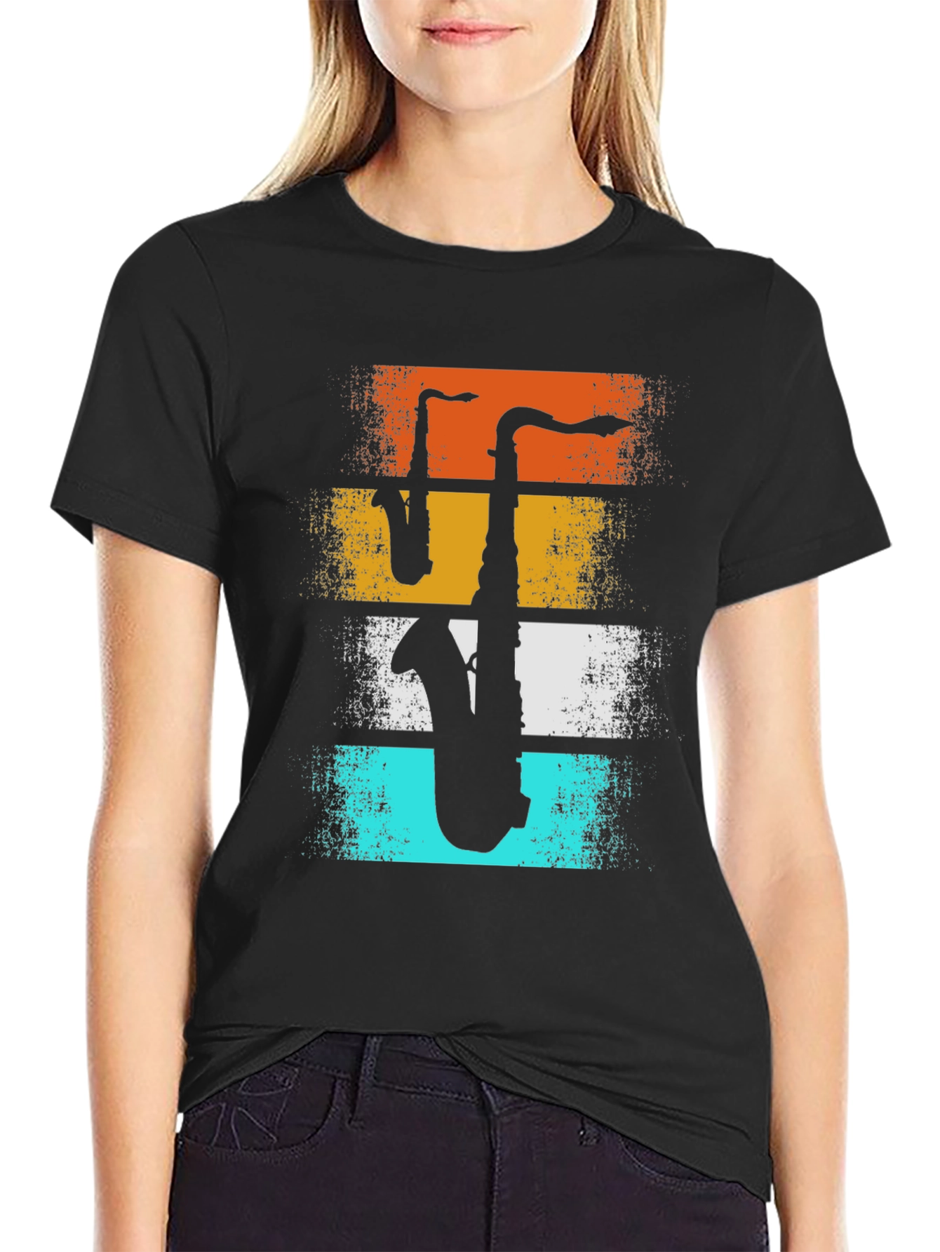 Retro Saxophone Graphic T-Shirt - Musical Instrument Tee