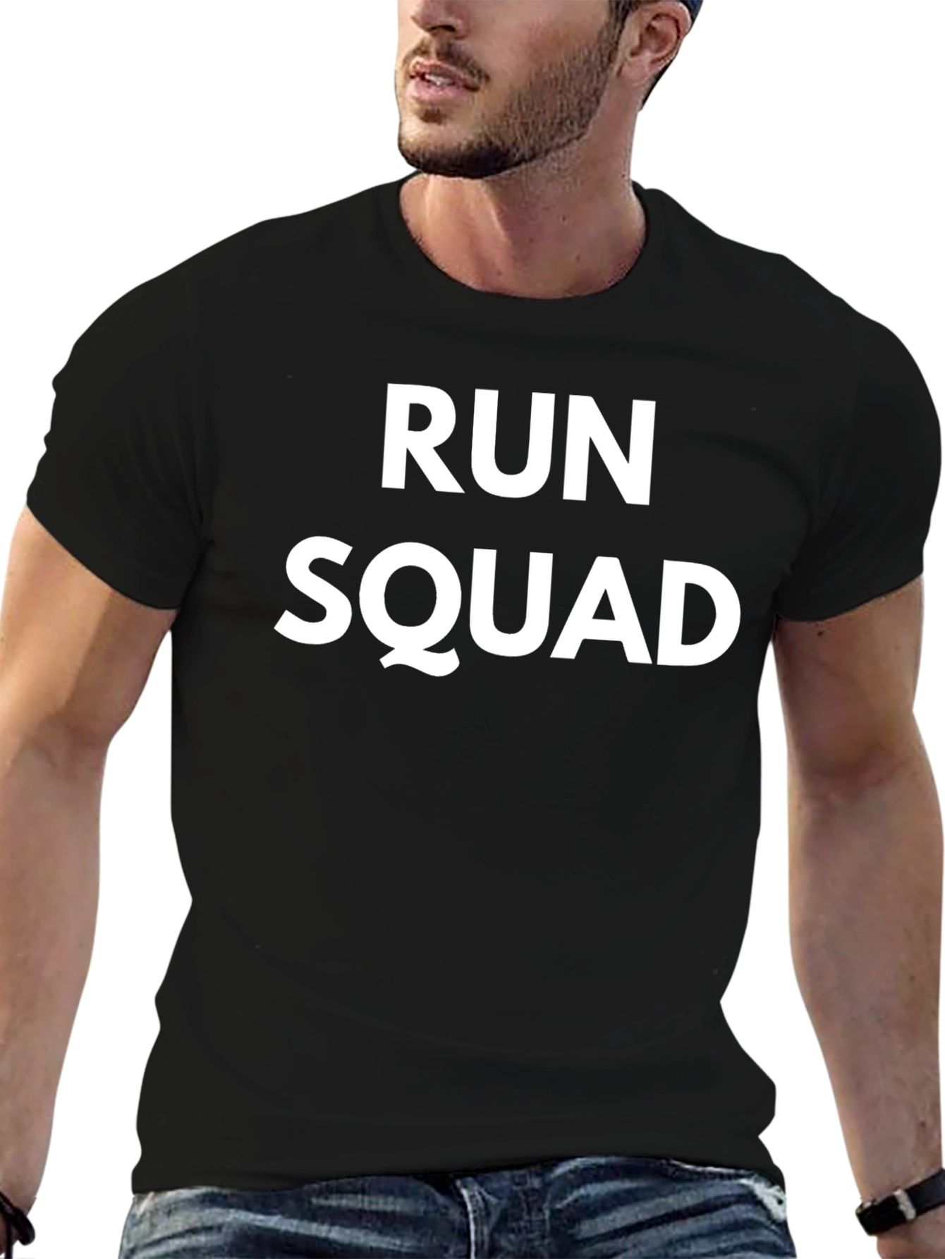 Run Squad T-Shirt - Black Bold White Print
