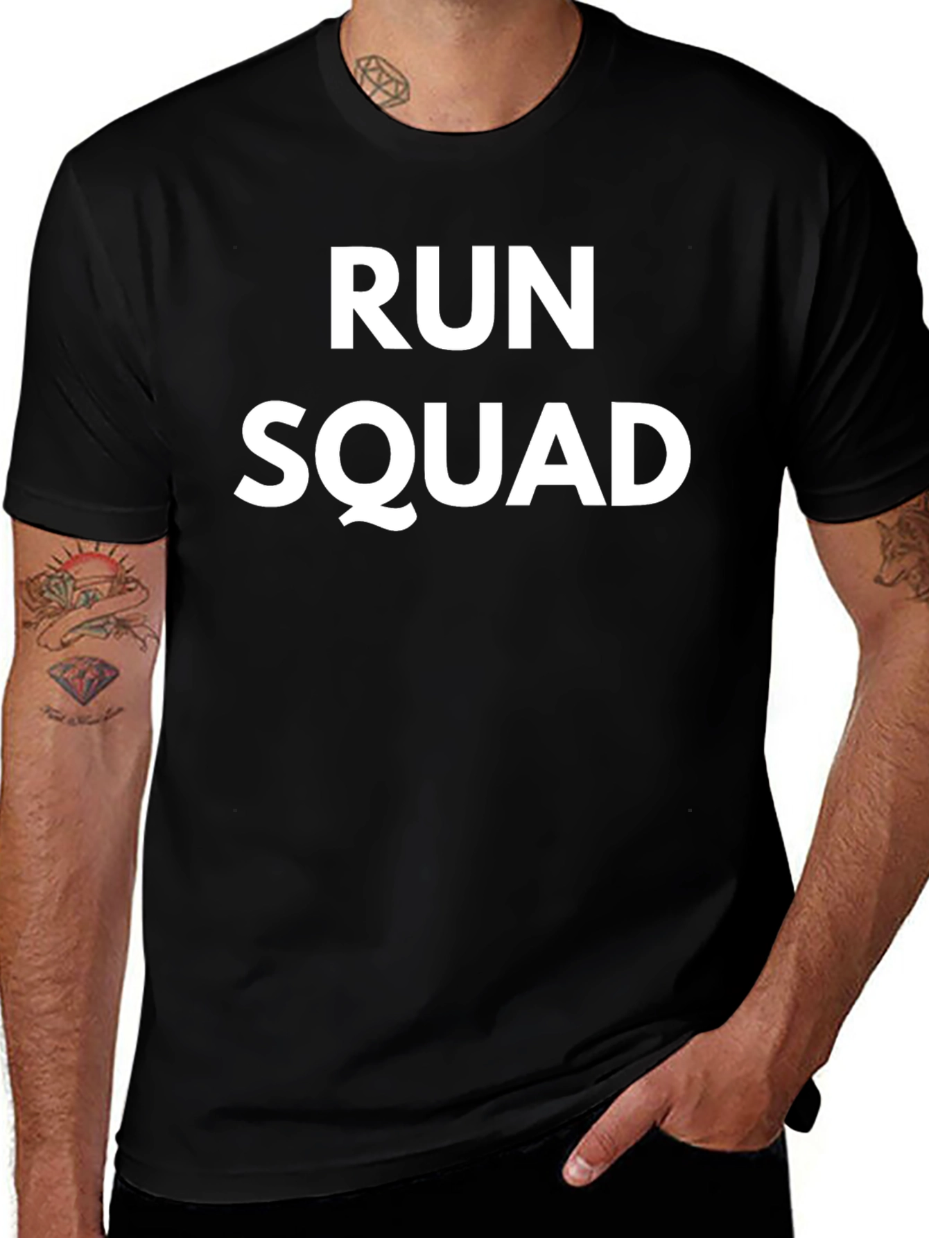 Run Squad T-Shirt - Black Bold White Print