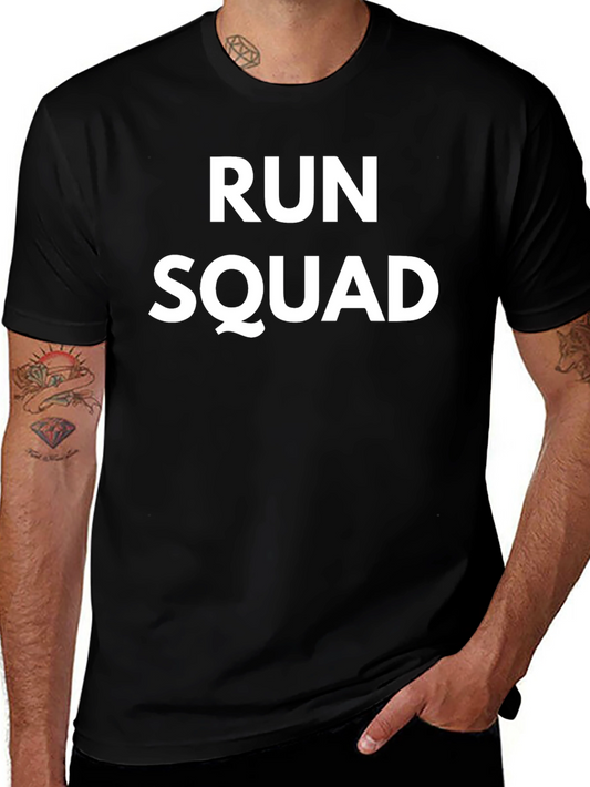 Run Squad T-Shirt - Black Bold White Print