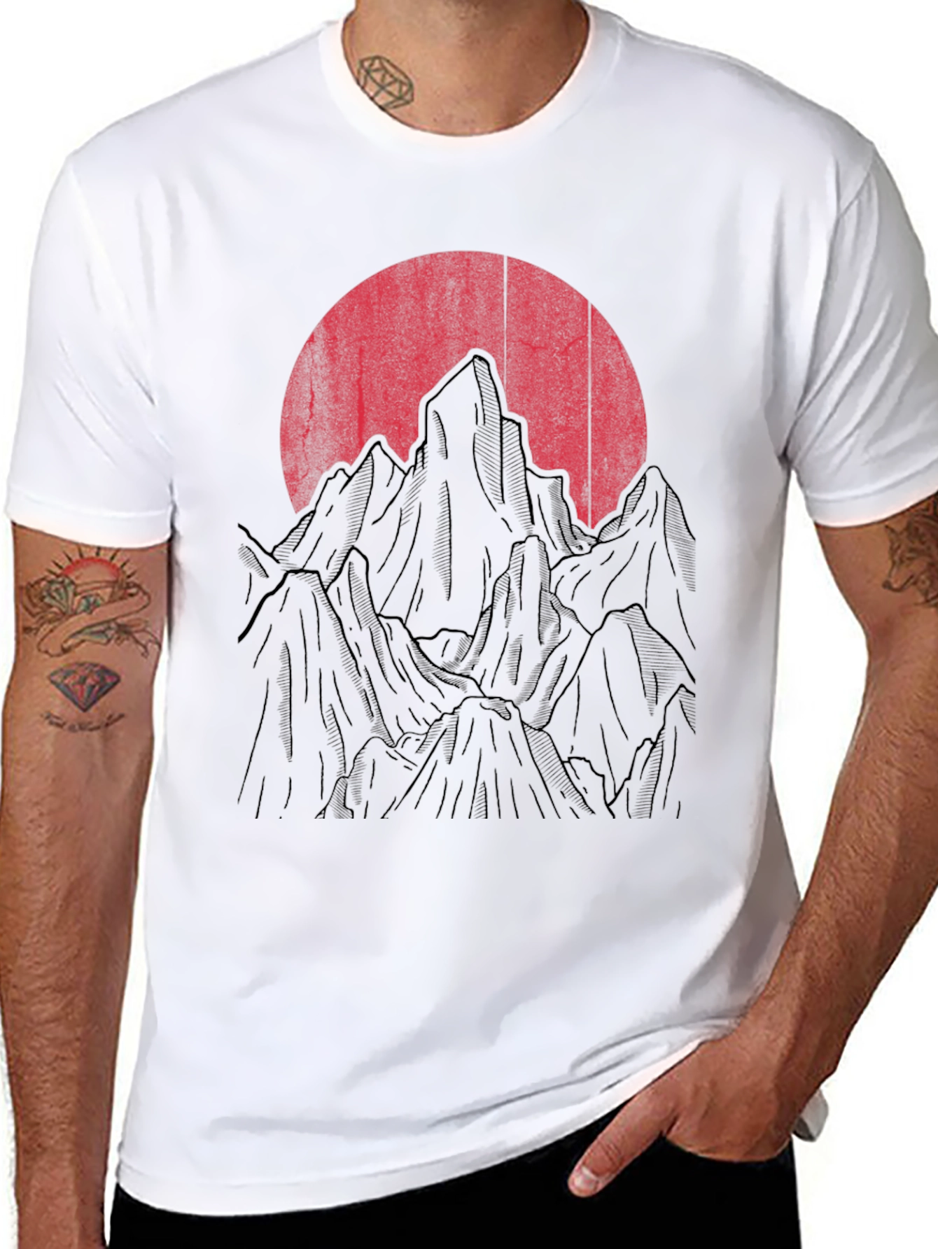Sunset Mountain Graphic Tee - Mens Black T-Shirt